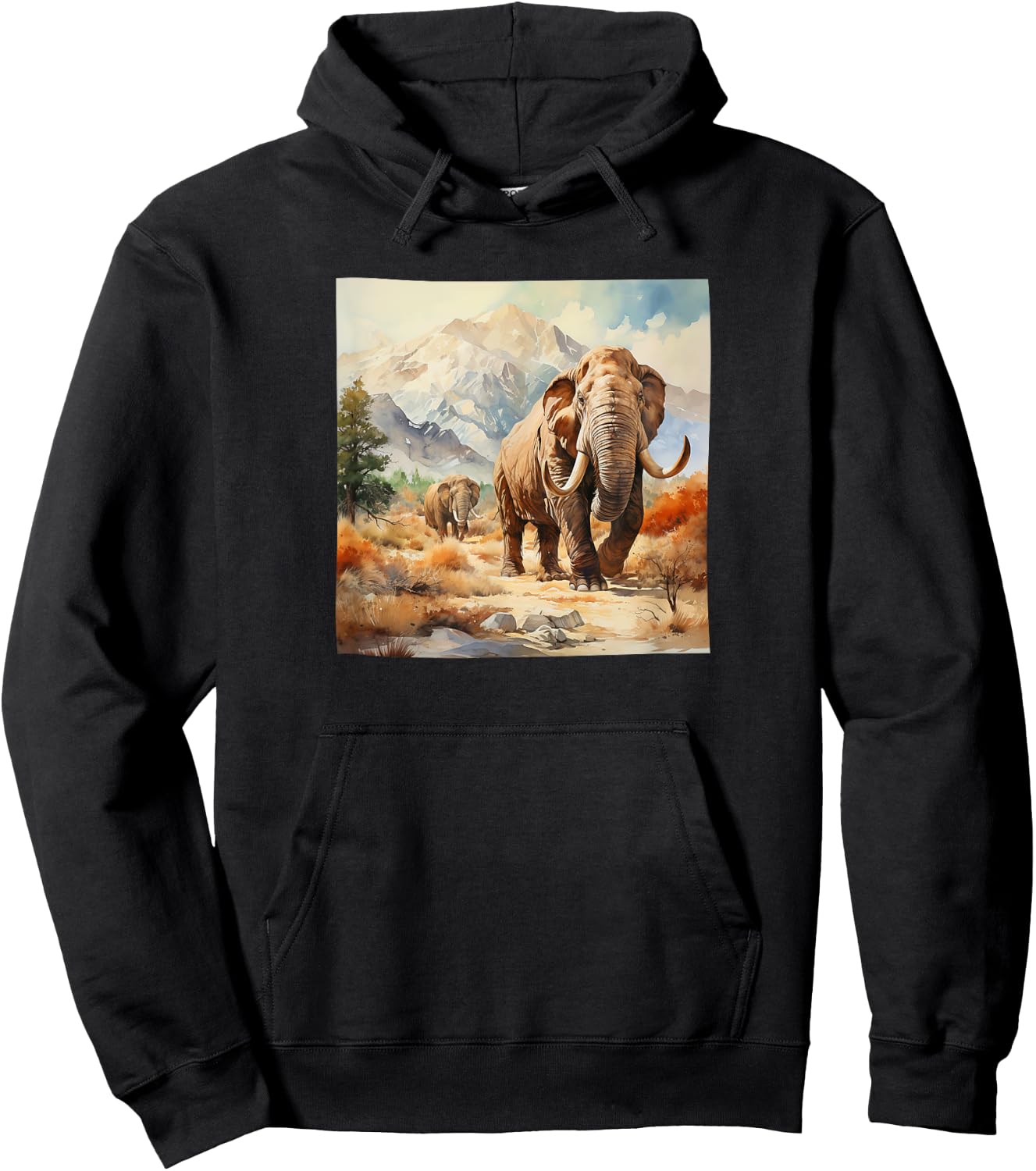 Mammoth Watercolor Mountains Graphic Hoodie - Hoodie | Black
