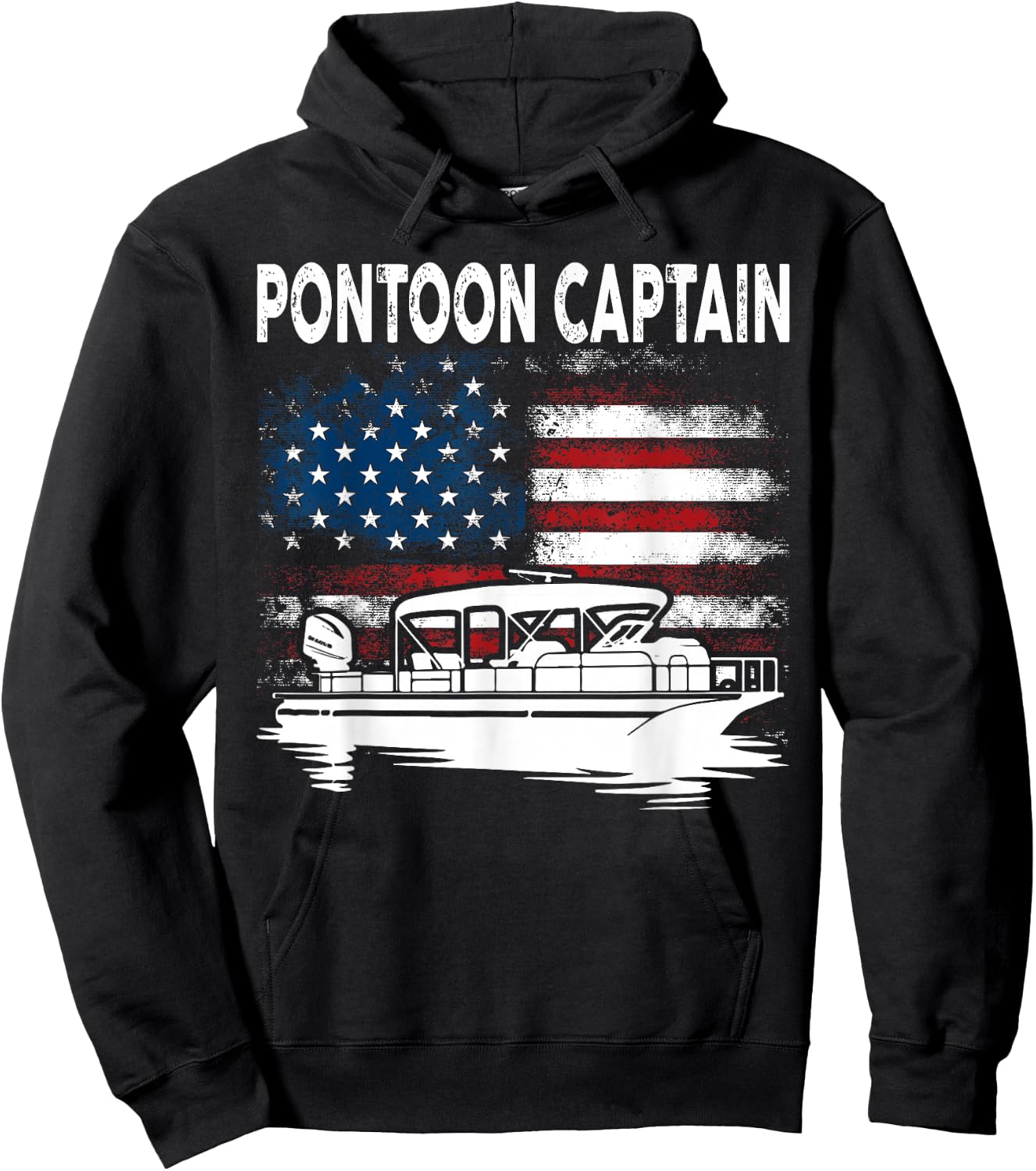 Boating Pontoon Captain 4th of July Pontoon Boat Hoodie - Hoodie | Black