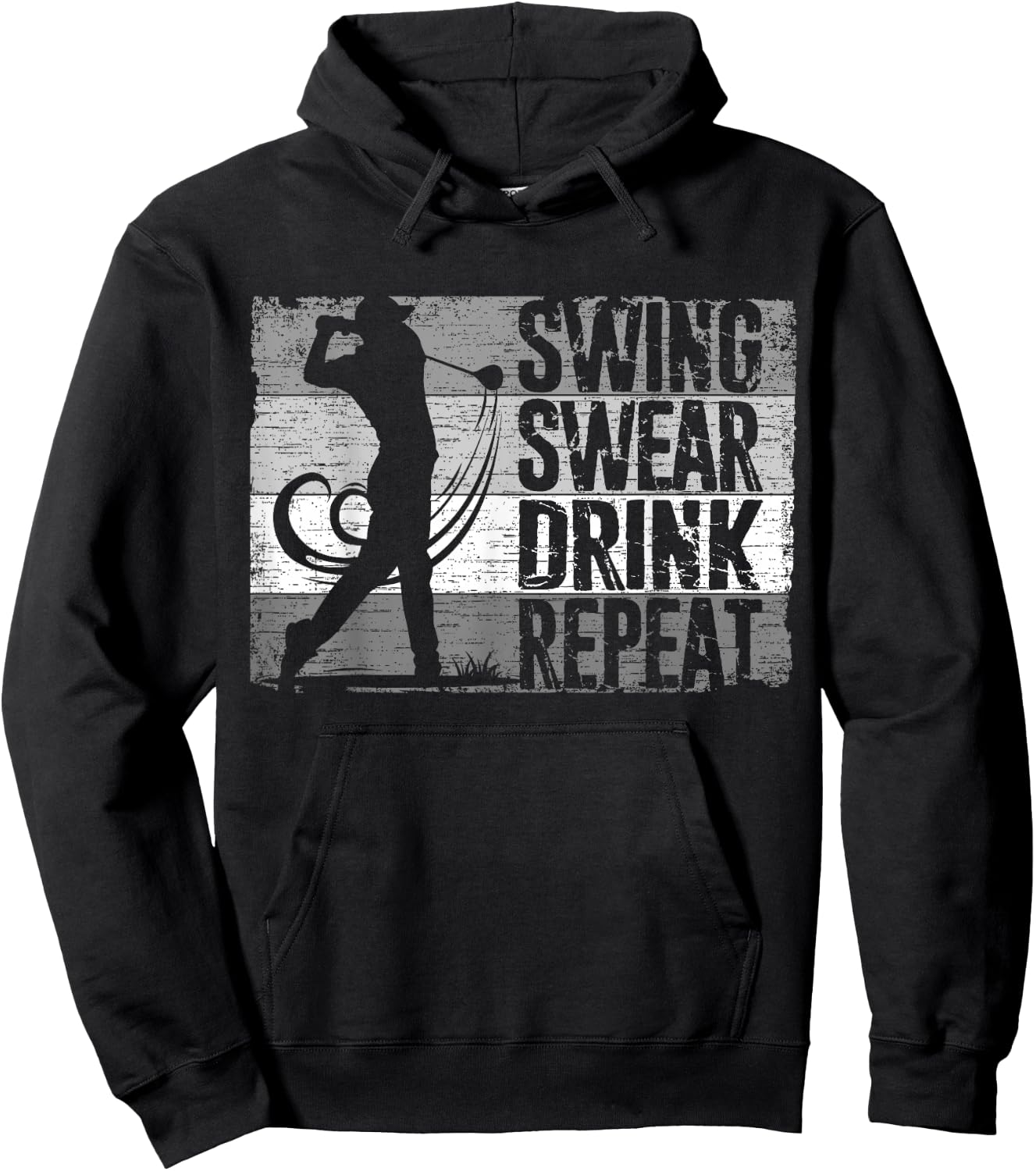 Swing Swear Drink Repeat, Golf Player, Funny Golfing Golfer1 Hoodie - Hoodie | Black