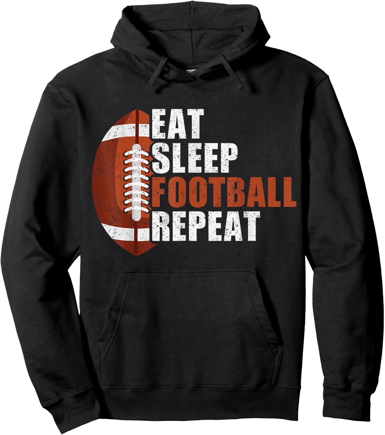 Eat Sleep Football Repeat Shirt Youth Kids Boys Girls Adults Hoodie - Hoodie | Black