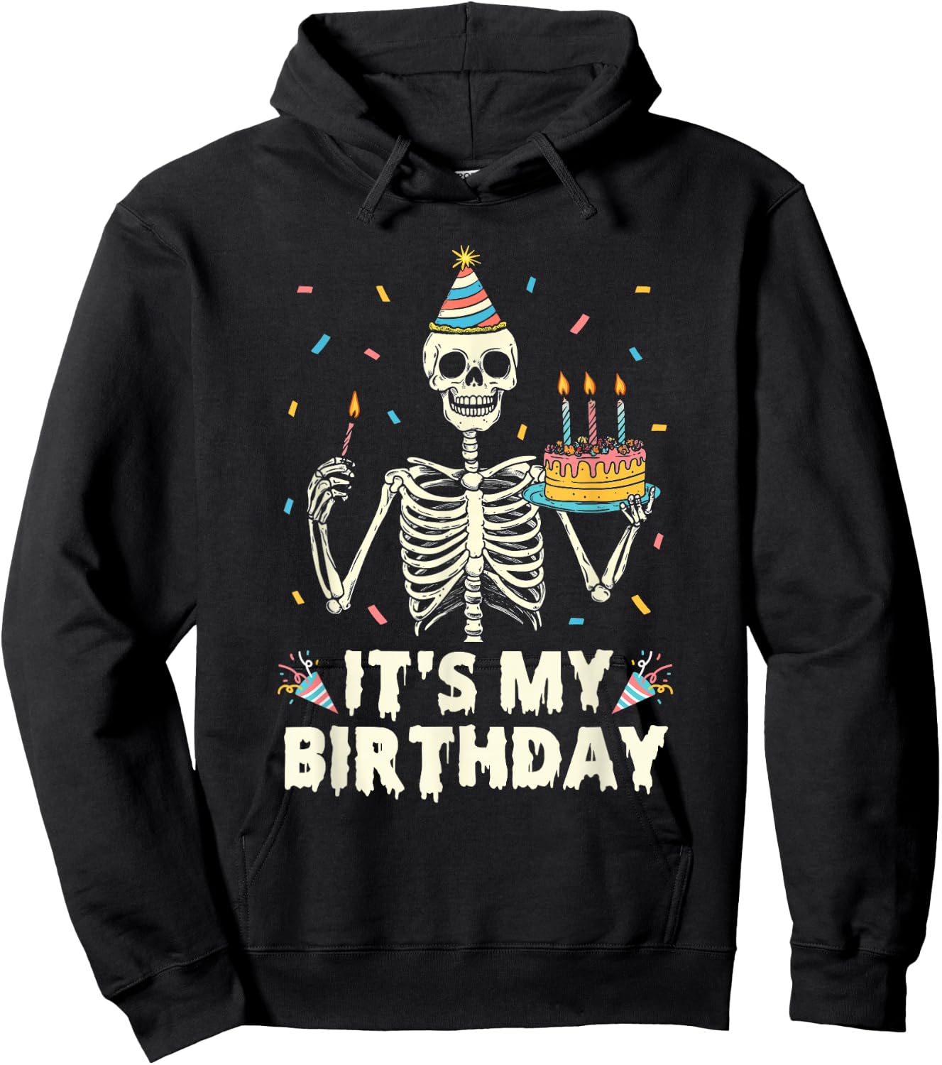 Skeleton It's My Birthday Party Happy Halloween Birthday Hoodie - Hoodie | Black