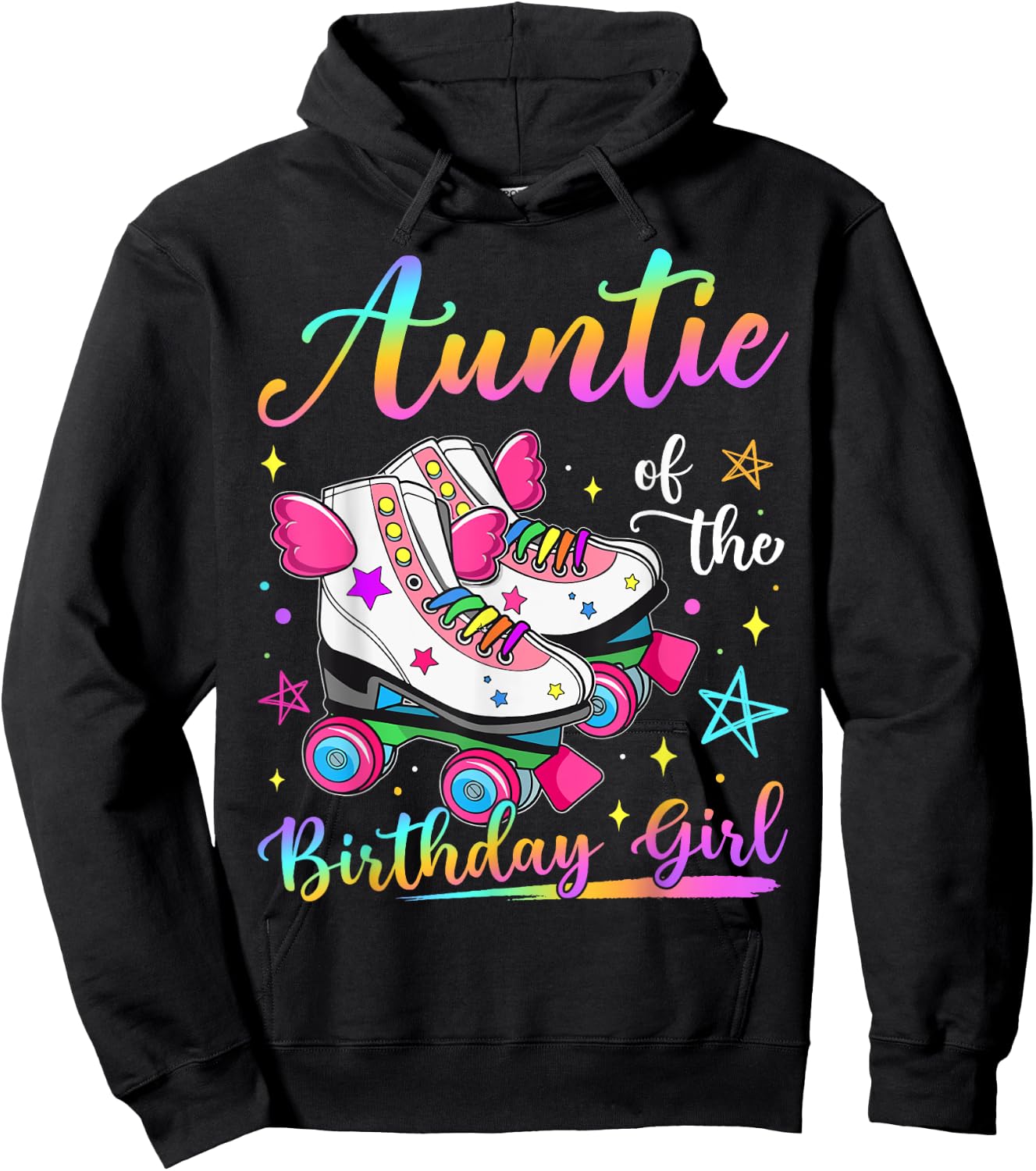 Auntie Of The Birthday Girl Rolling Skate Family Matching Hoodie - Hoodie | Black