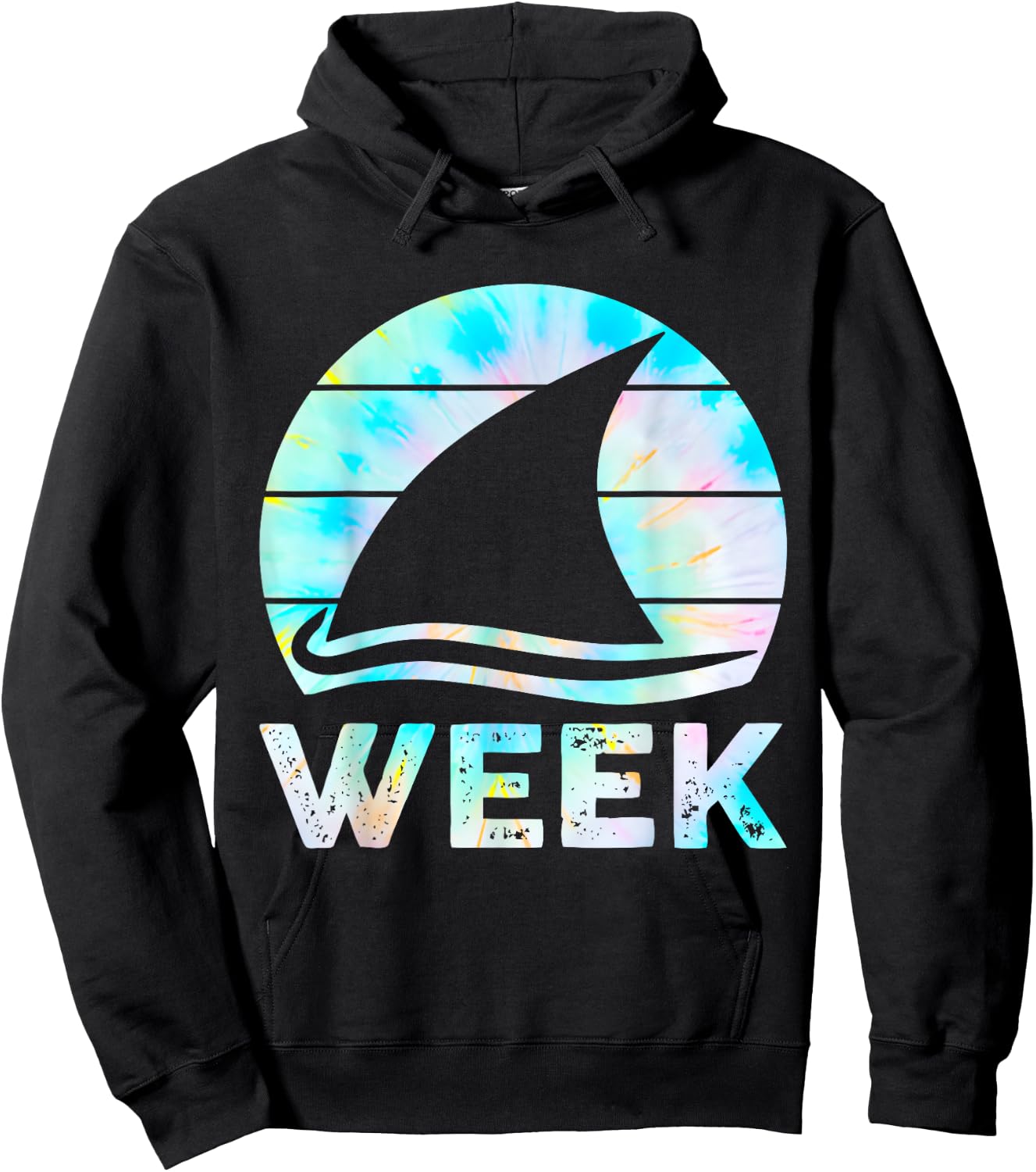 2025 Week Retro Shark Fin Lover Sea Ocean Animal Summer Trip Hoodie - Hoodie | Black