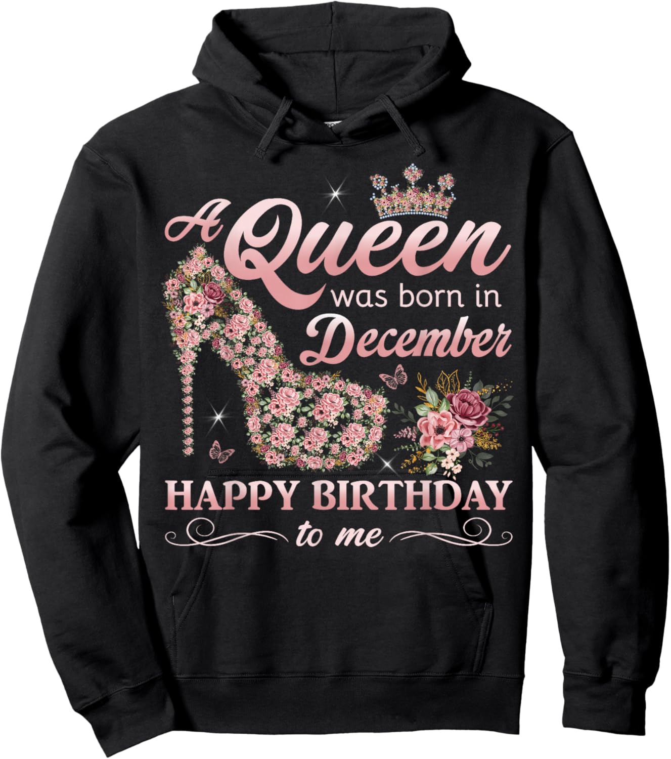 A Queen Was Born in December Women Girls December Birthday Hoodie - Hoodie | Black