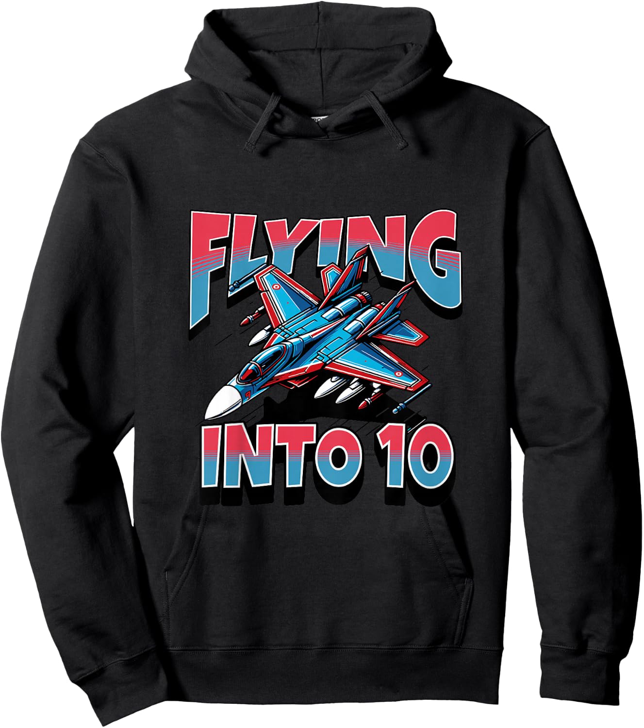Kids Jet Fighter Flying Into 10 Year Old 10th Birthday Boy Hoodie - Hoodie | Black