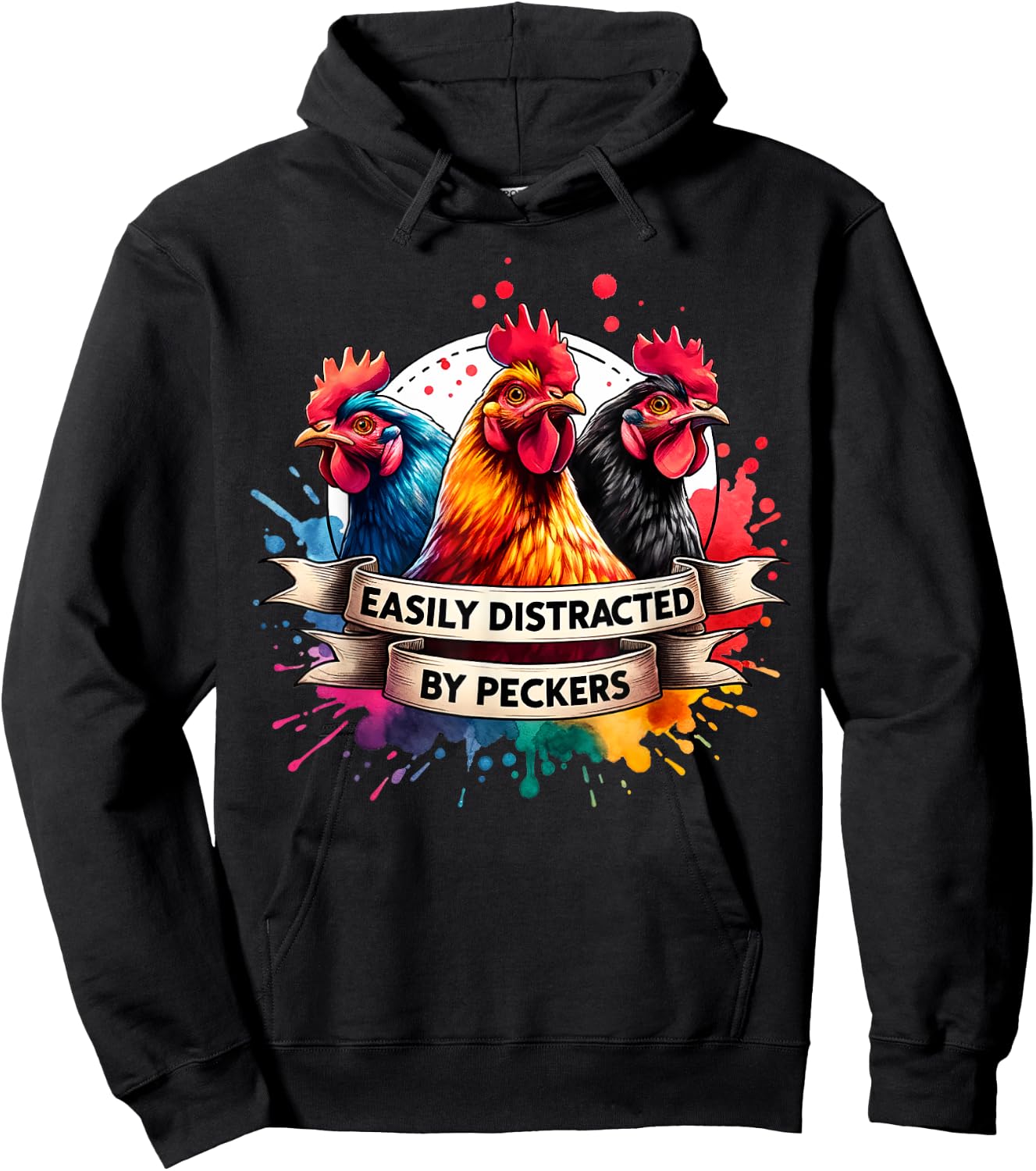 For Chicken Who Lovers Farmer Easily Distracted By Peckers Hoodie - Hoodie | Black
