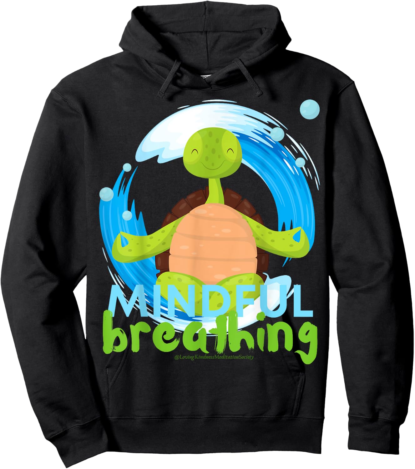 Zen Meditating Sea Turtle Loves Kindness Breath Mindfulness Hoodie - Hoodie | Black