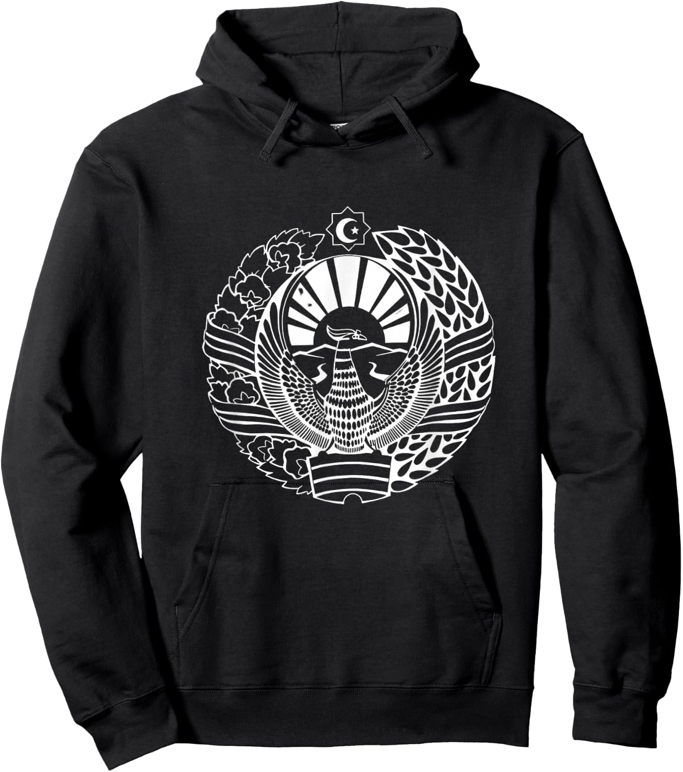Uzbekistan Flag Lion Illustration Uzbek Hoodie - Hoodie | Black