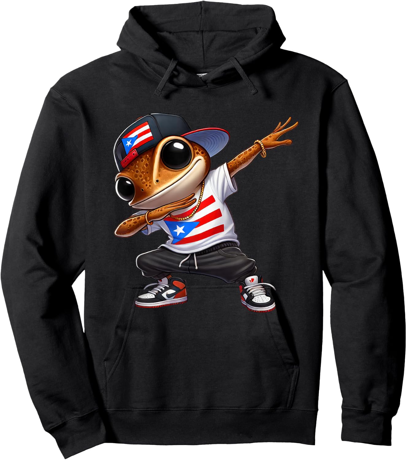 Dabbing Coqui Dab Puerto Rican Flag Hat Boricua Dimelo Fun Hoodie - Hoodie | Black