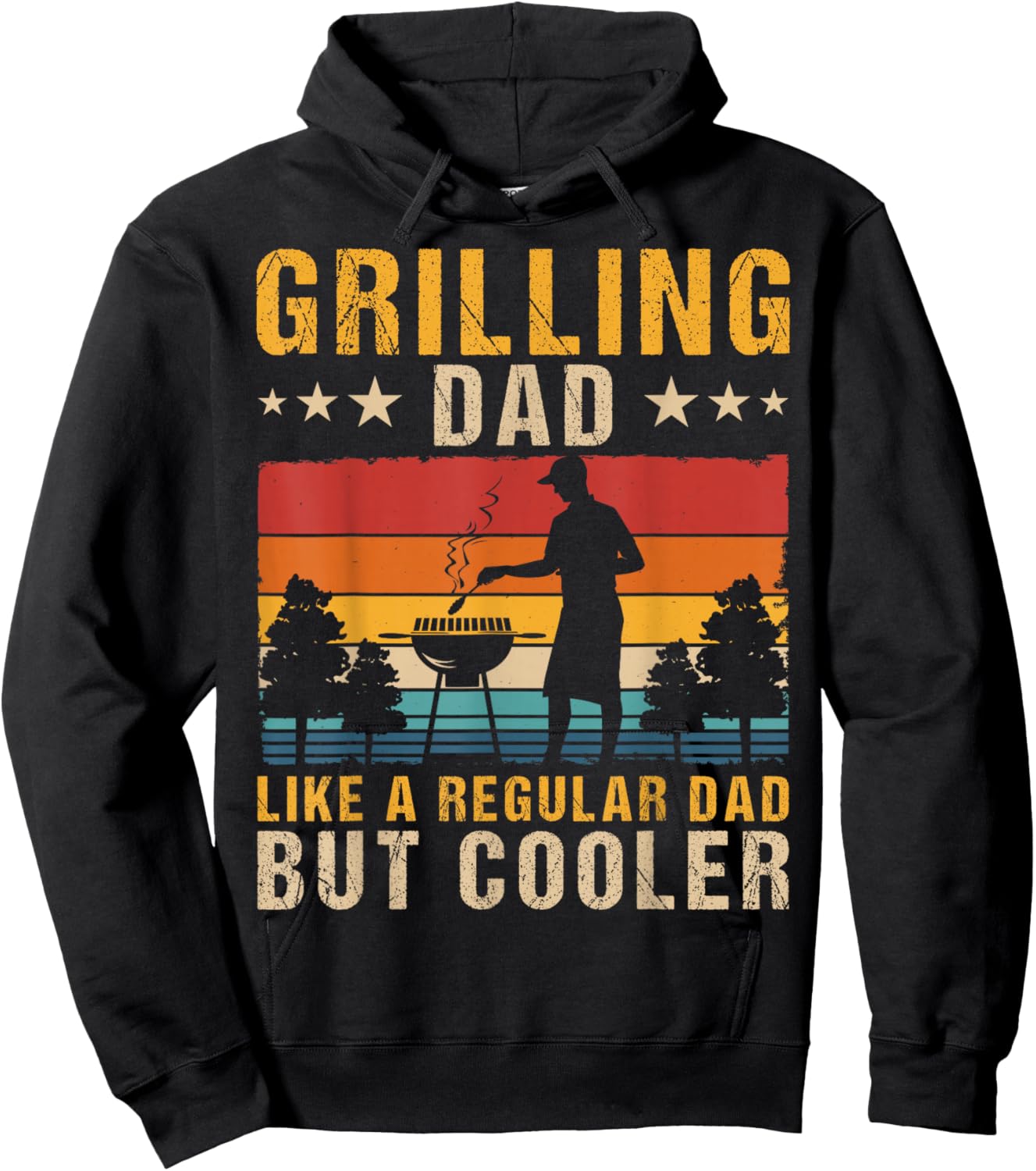 Funny BBQ Grilling Dad Barbecue Lover Retro Fathers Day Hoodie - Hoodie | Black