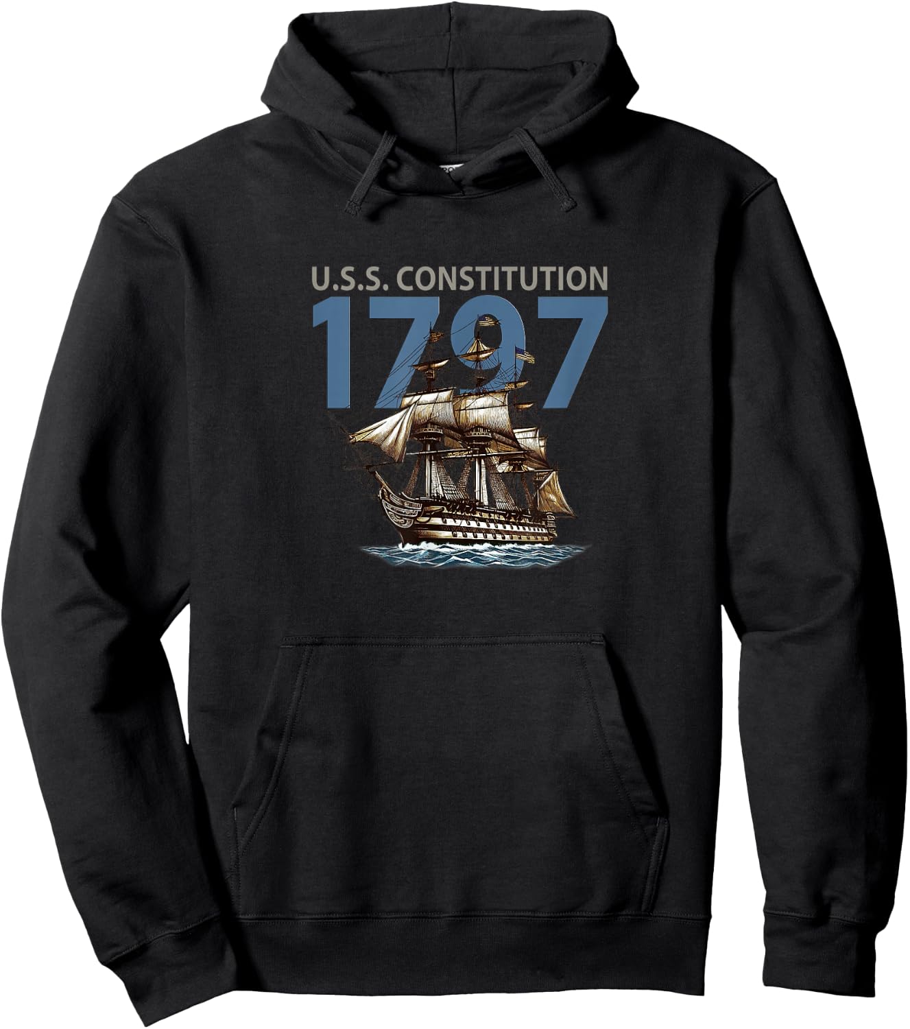 Vintage 1794 Uss Constitution Warship, Ironsides Hoodie - Hoodie | Black