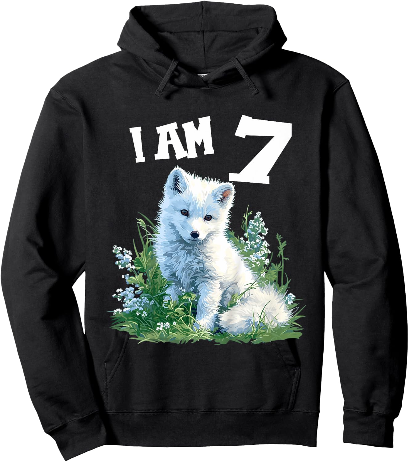 Kids 7 Years old 7 birthday Arctic Foxes Boy Girl Arctic Fox Hoodie - Hoodie | Black