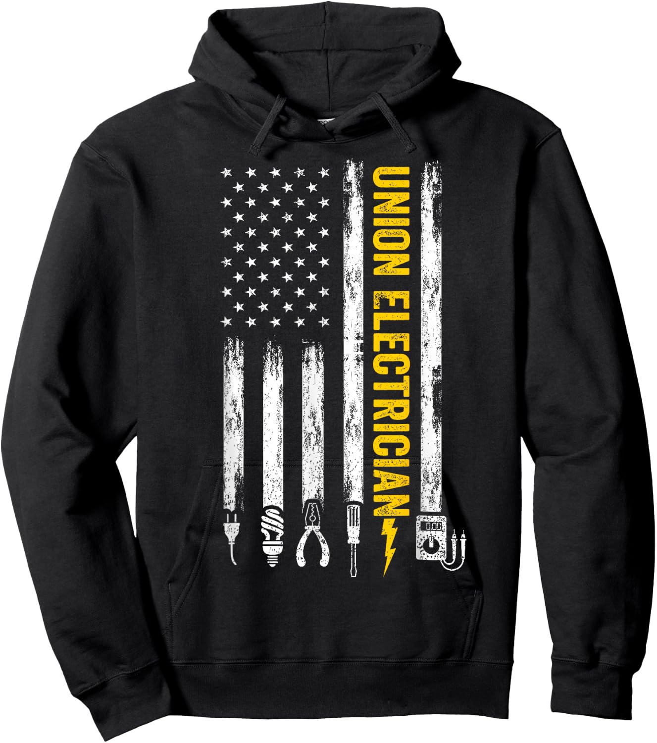Union Electrician Tools USA Flag Pro American Electricians Hoodie - Hoodie | Black