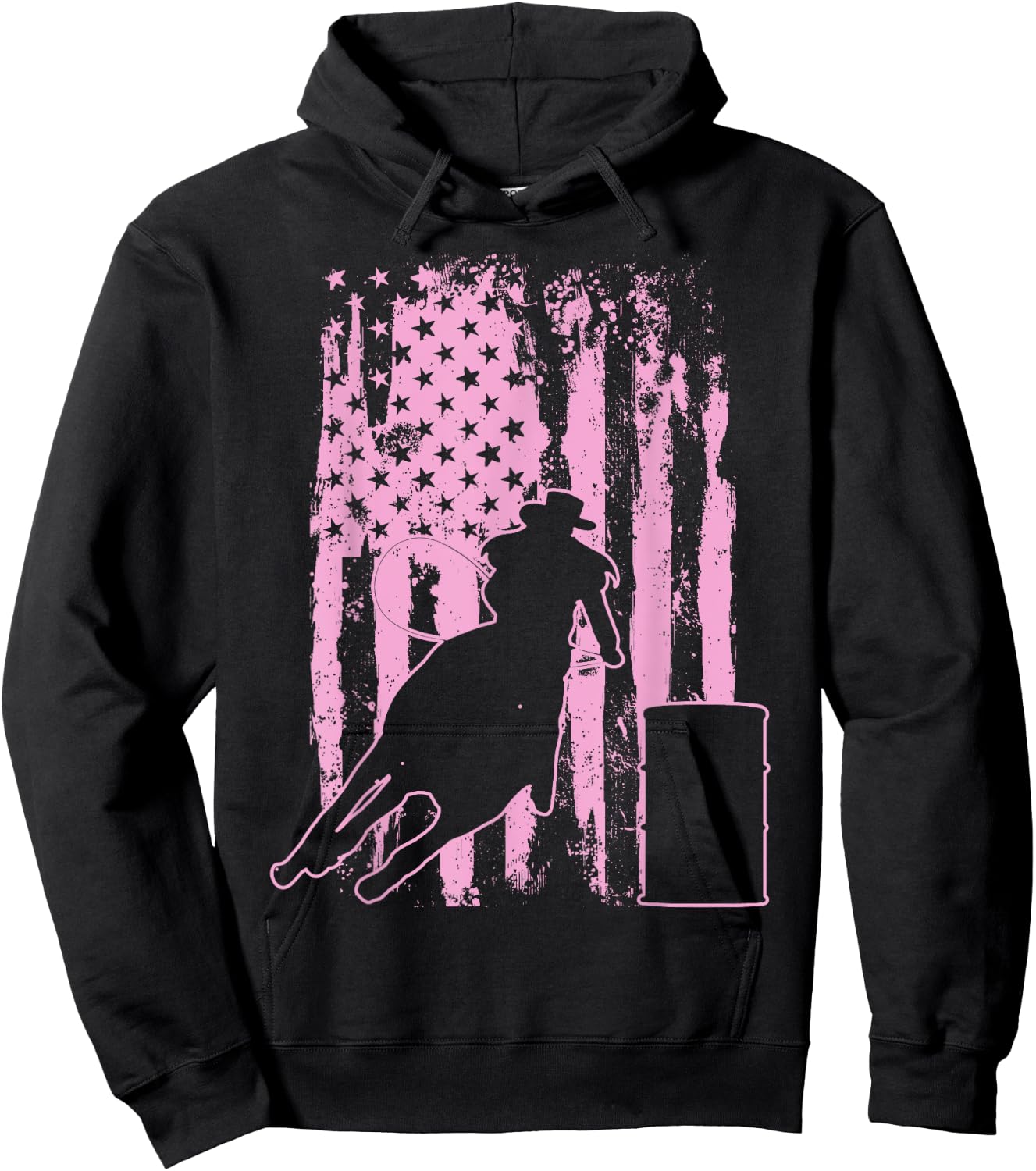 Barrel Racing USA American Flag for Barrel Racers Girls Kids Men Hoodie - Hoodie | Black