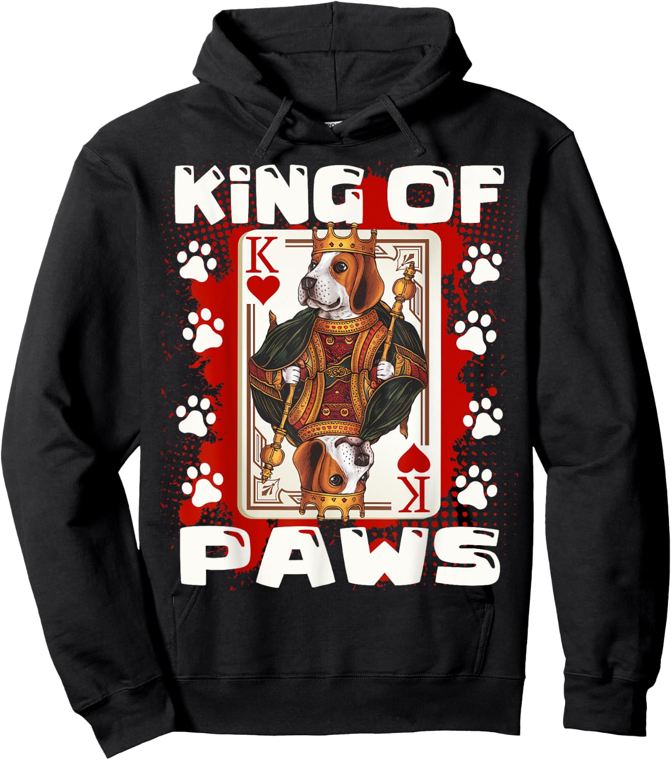 Beagle King of Paws & King of hearts Poker Card Beagle Dad Hoodie - Hoodie | Black
