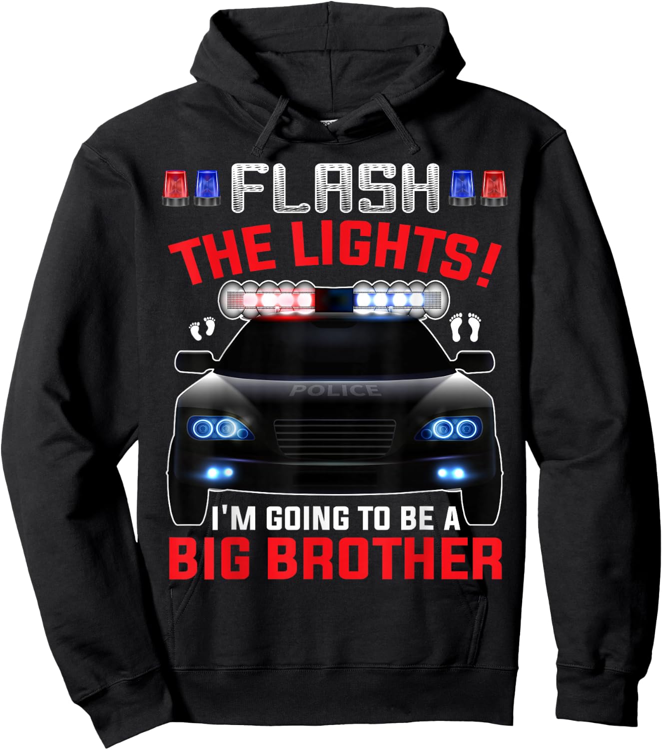 I'm Going to be a Big Brother Police Car Cute Baby Reveal Hoodie - Hoodie | Black