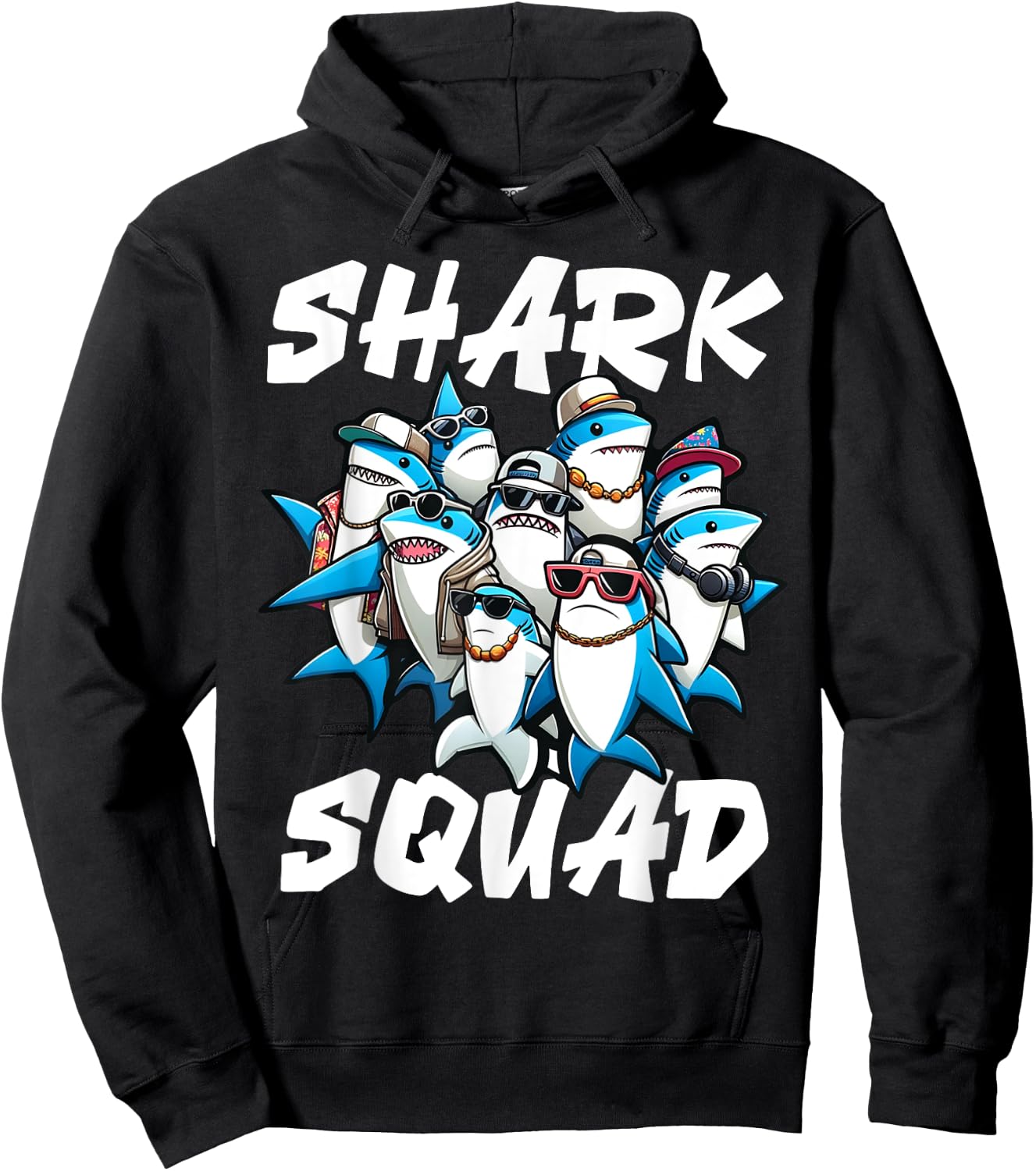 Cool Shark Shark Squad Beach Funny Shark Hoodie - Hoodie | Black