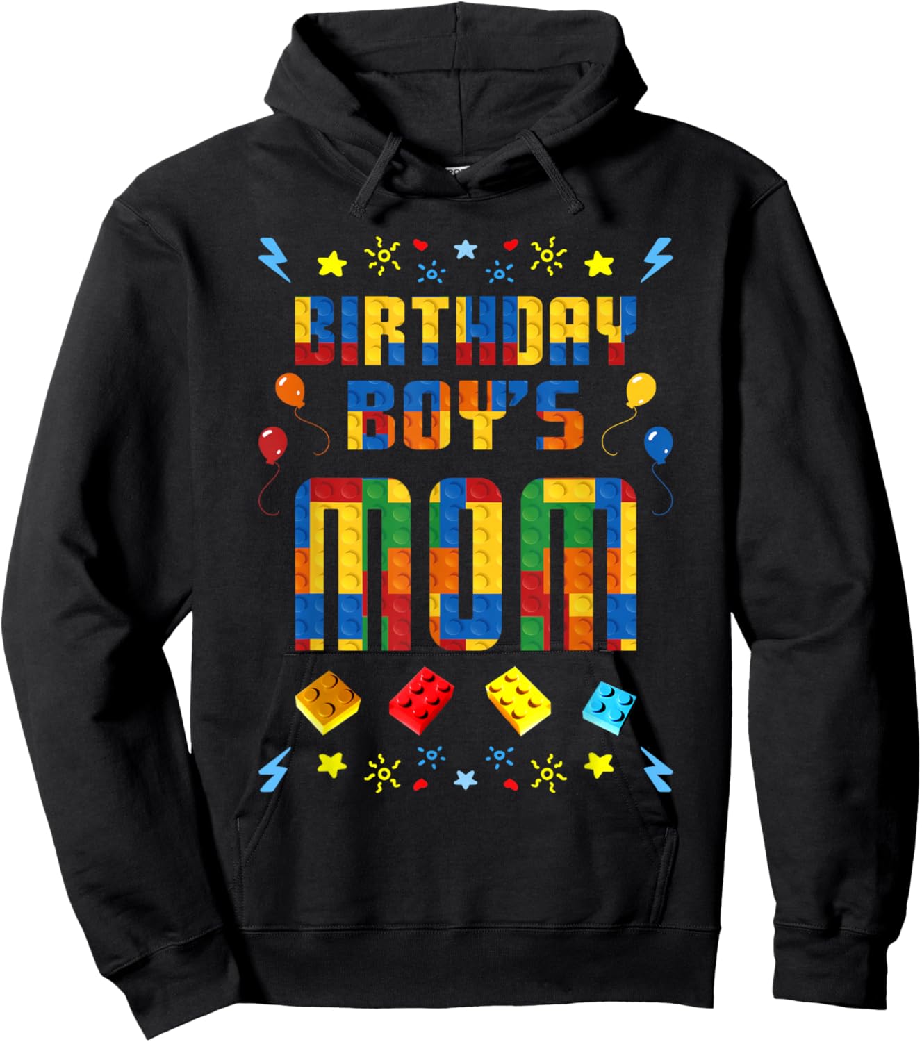 Birthday Boy's Mom Master Builder Building Blocks Family Hoodie - Hoodie | Black