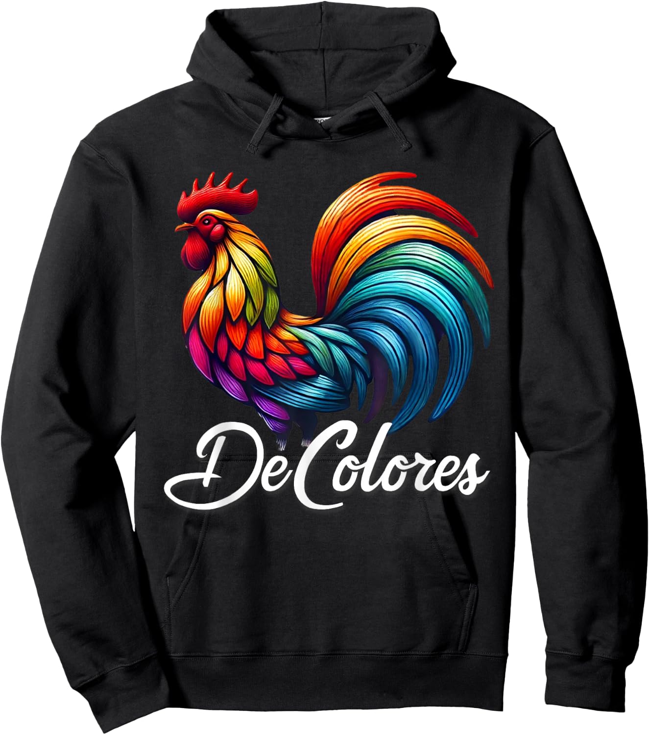 DeColores Cursillo Rainbow Rooster Catholic Hoodie - Hoodie | Black
