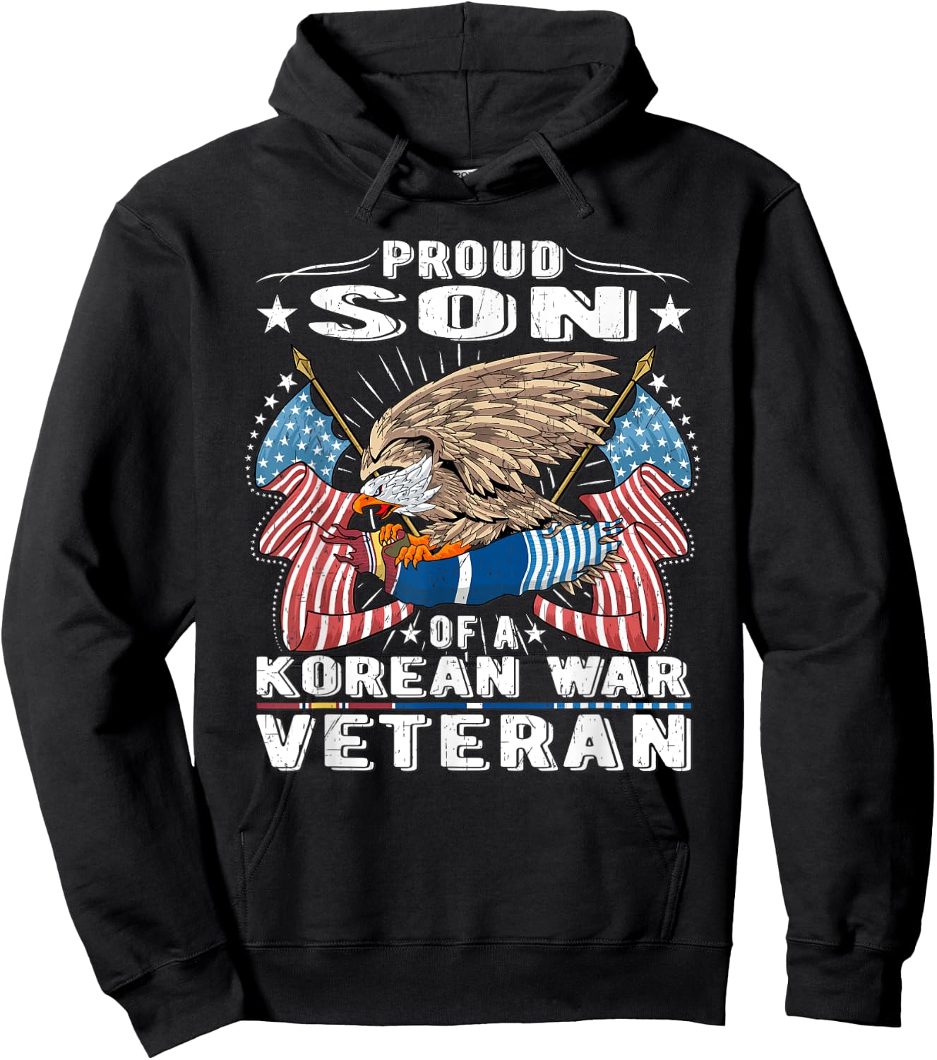Proud Son Of A Korean War Veteran Military Vet's Child Gift Hoodie - Hoodie | Black