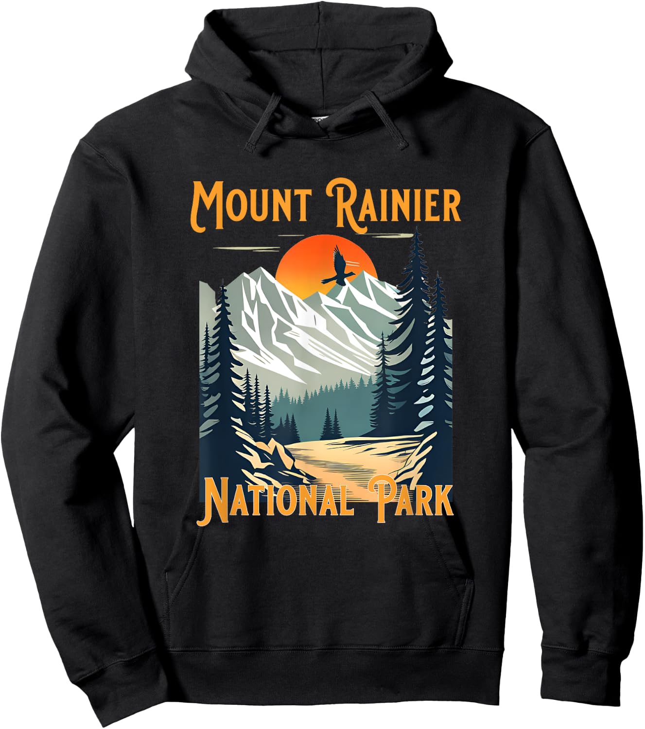 Vintage Mount Rainier National Park Souvenir Hiking Hoodie - Hoodie | Black