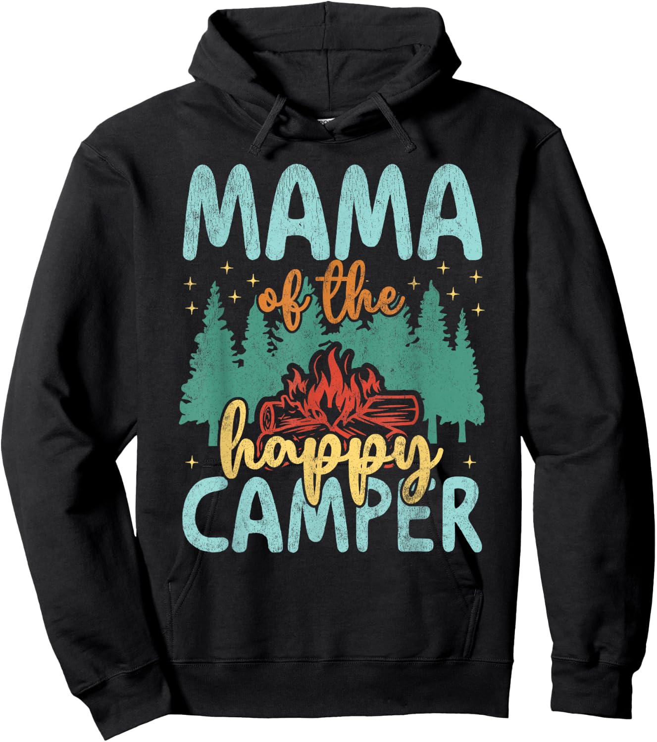 Mama of Happy Camper 1st Birthday Party Retro Mama Hoodie - Hoodie | Black