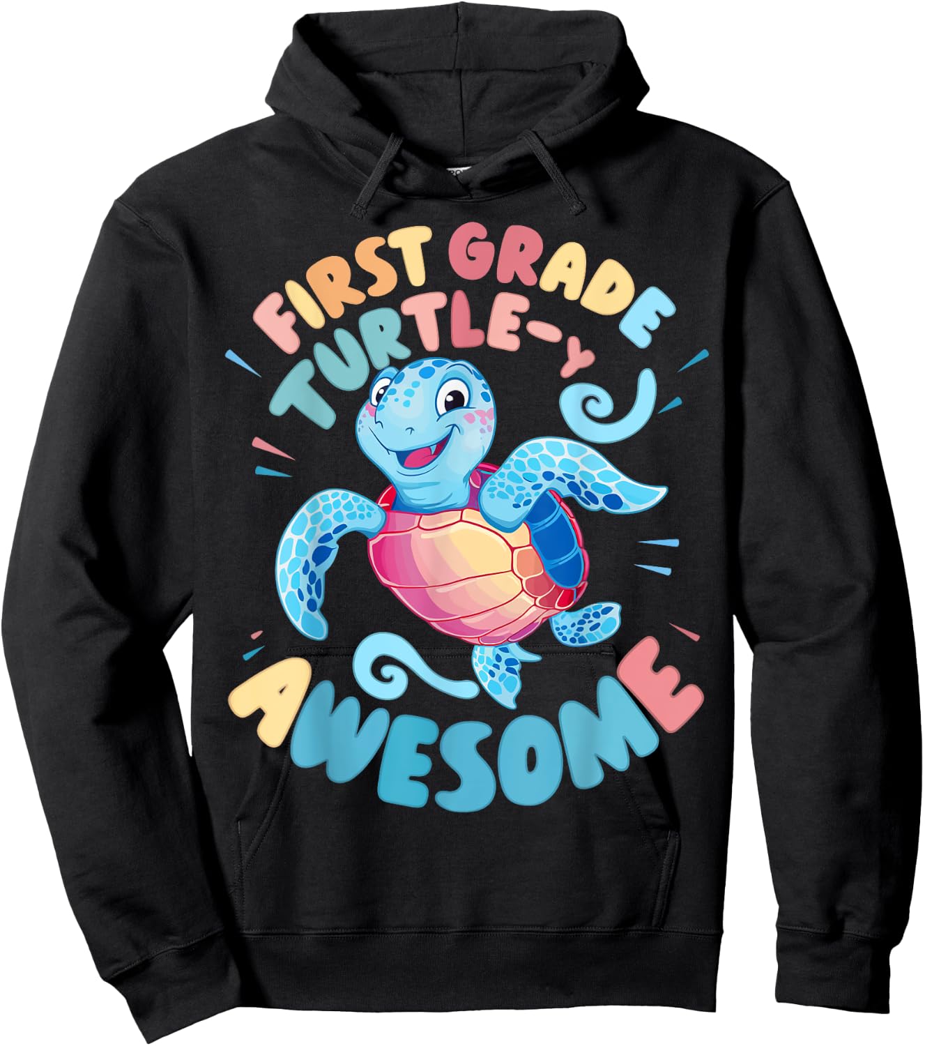 First Grade Turtle-y Awesome 1st Grade Back to School Hoodie - Hoodie | Black