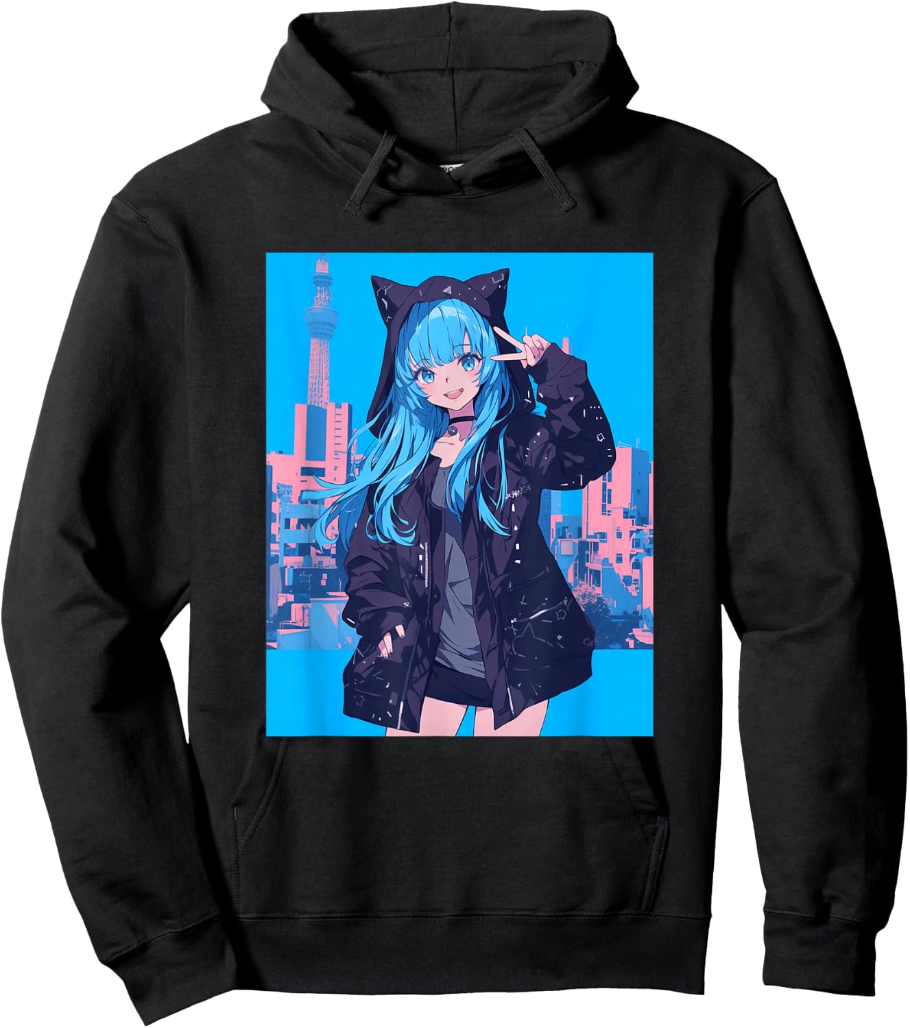 Japanese Anime Girl Hoodie - Hoodie | Black
