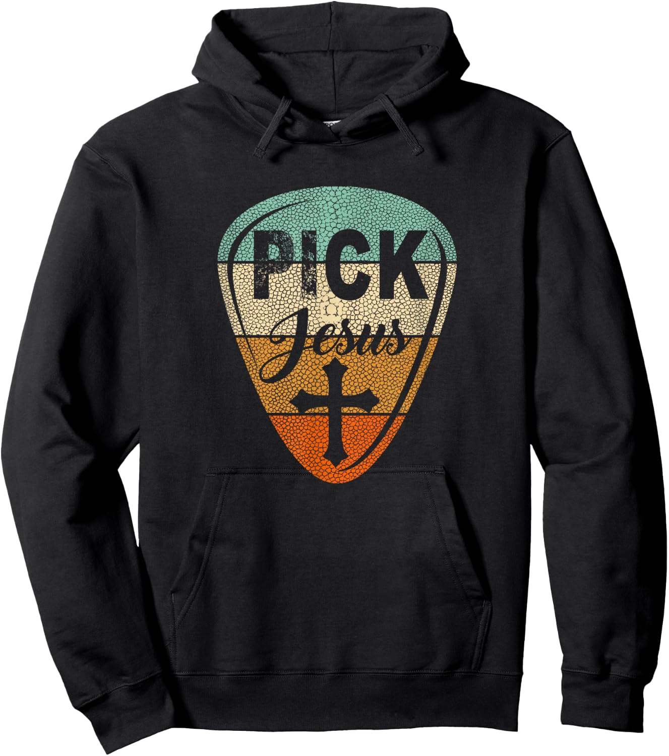 Pick Jesus - Christian Music Pastor Guitar Vintage Pick Hoodie - Hoodie | Black