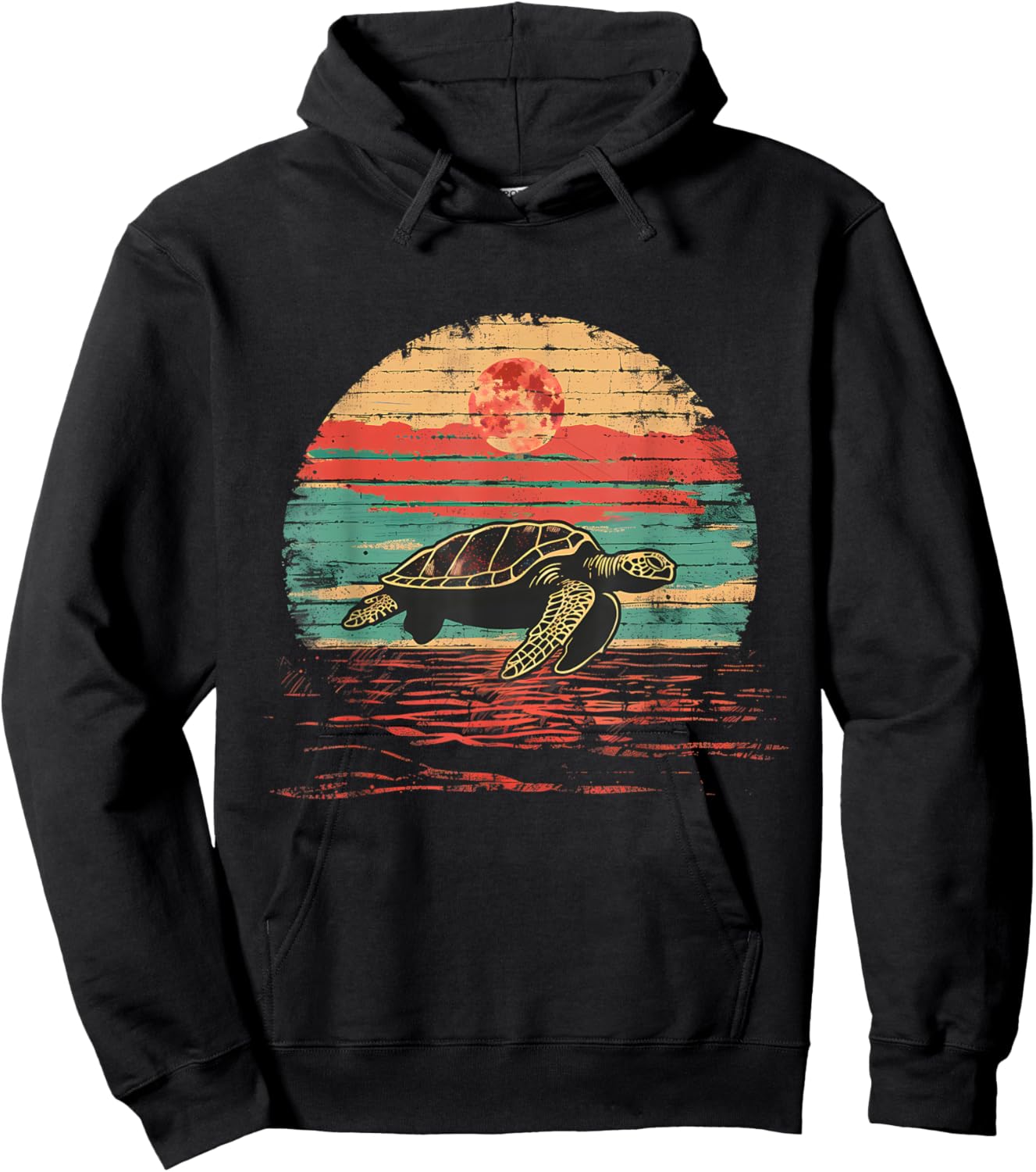 Sea Turtle Sea Turtle Lover Sea Ocean Animal Sunset Artwork Hoodie - Hoodie | Black