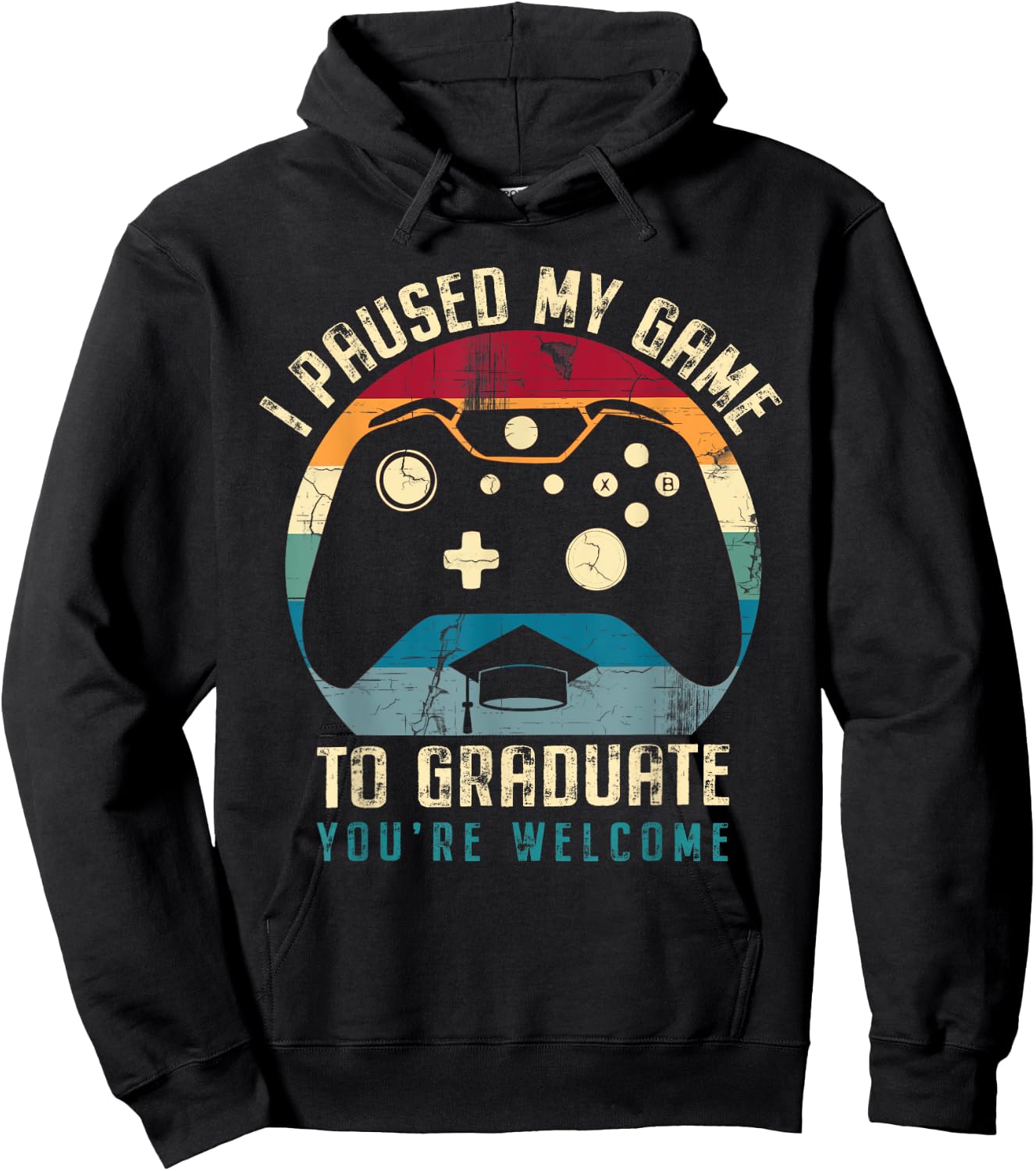 Funny Gamer Graduation I Paused My Game To Graduate Hoodie - Hoodie | Black