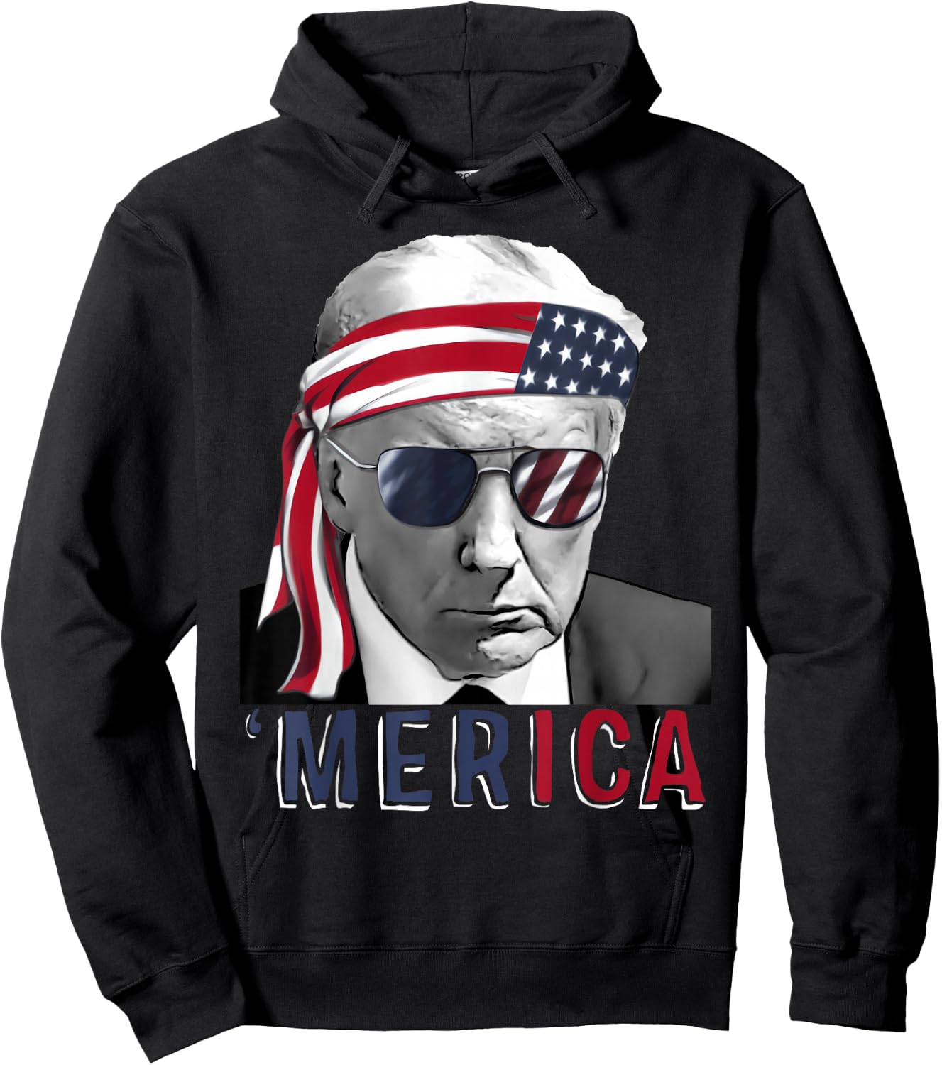 'MERICA TRUMP Happy 4th Of July Trump American Flag USA Hoodie - Hoodie | Black