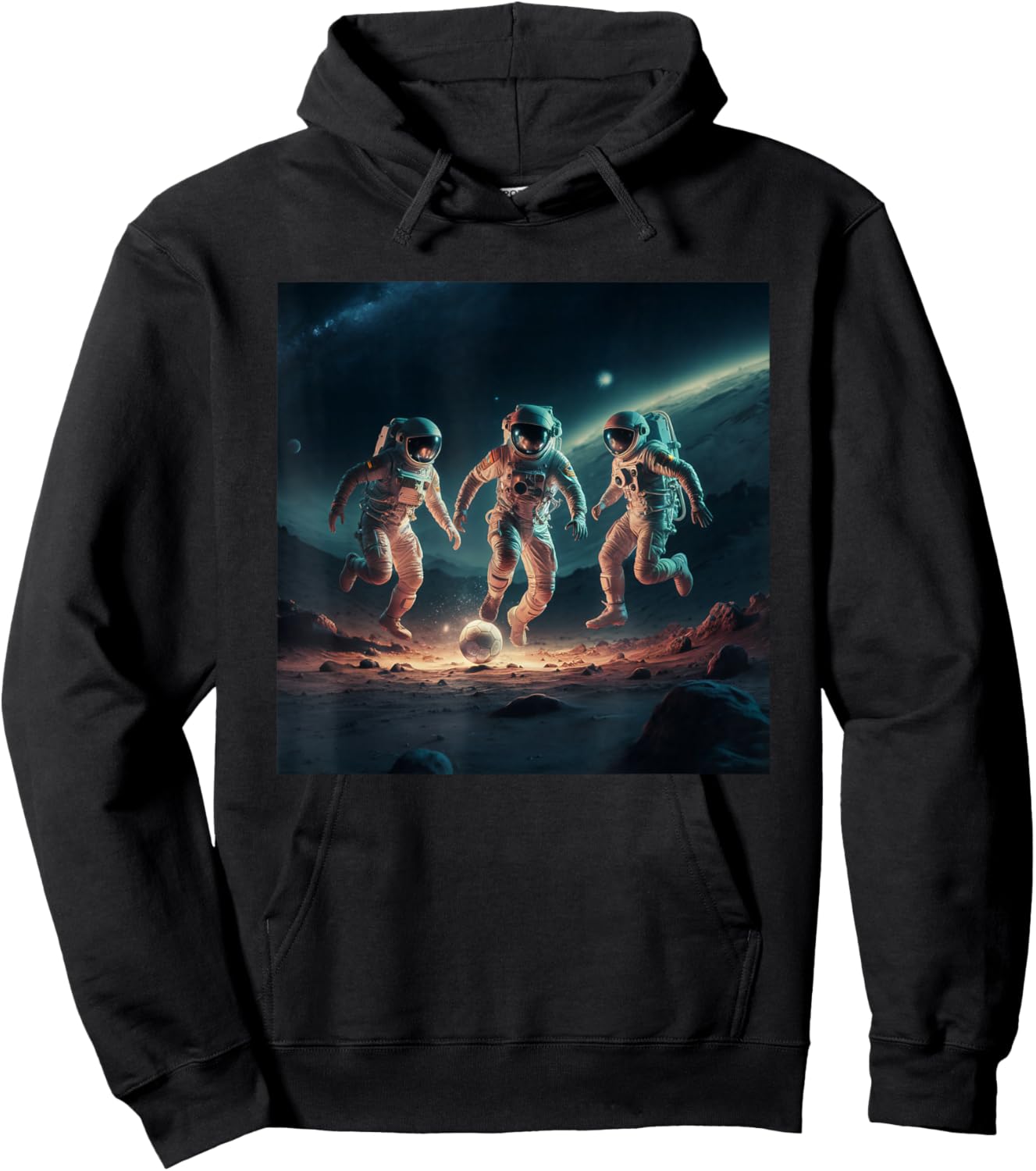 Astronauts Playing Soccer In Space Hoodie - Hoodie | Black