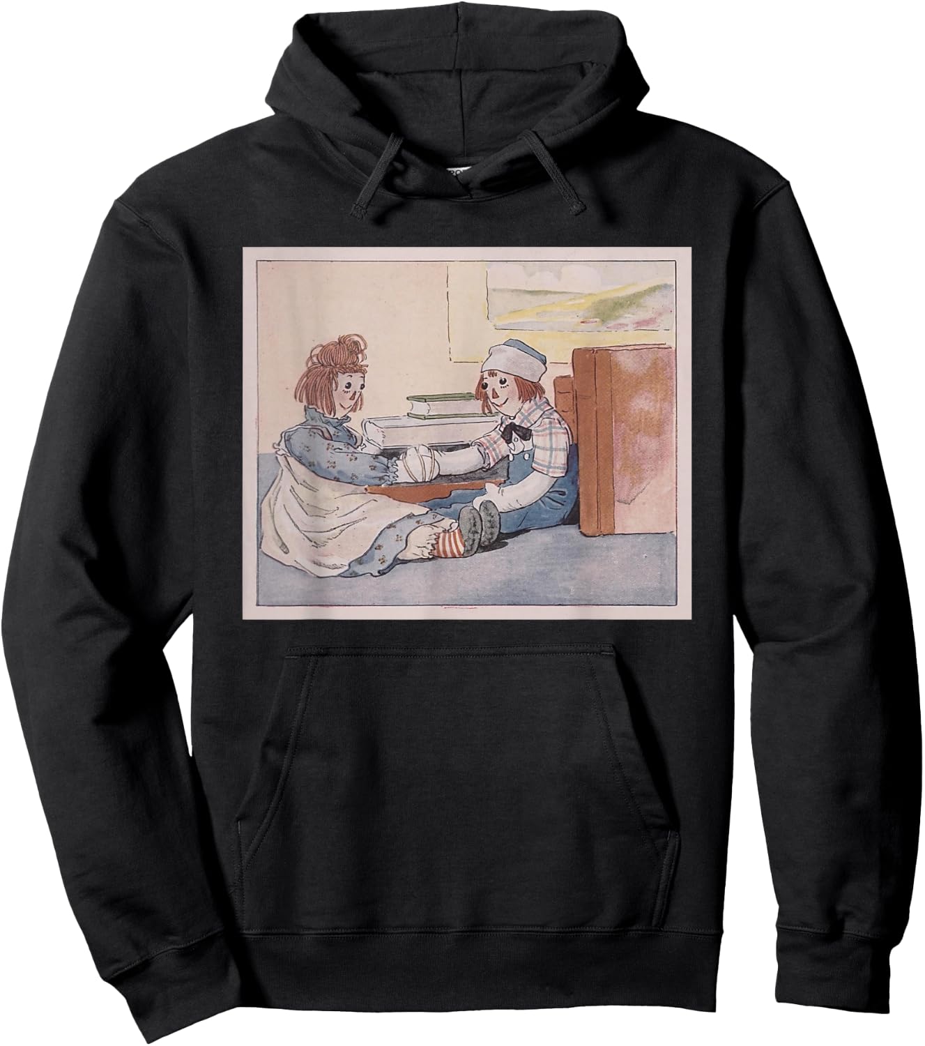 Raggedy Ann & Andy - Their Hands Tied Together Near Books Hoodie - Hoodie | Black