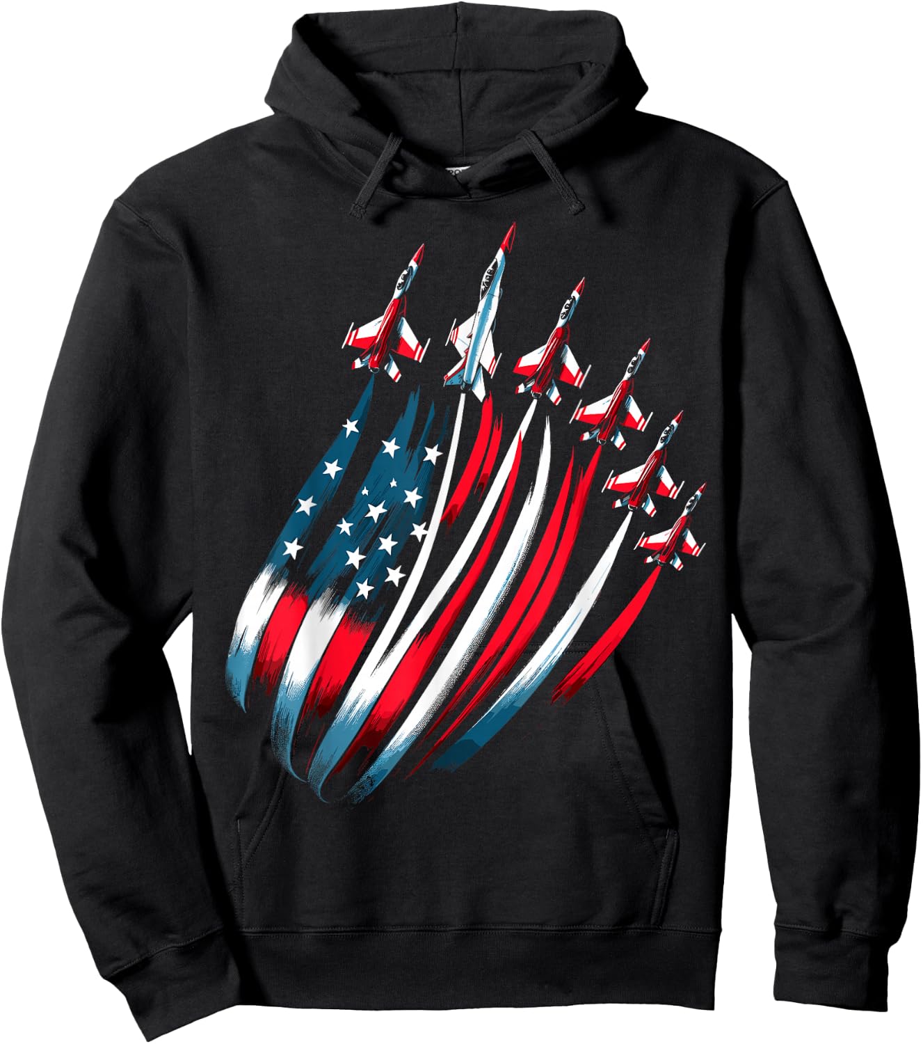 Patriotic USA Flag Fighter Jets Boys 4th of July Hoodie - Hoodie | Black