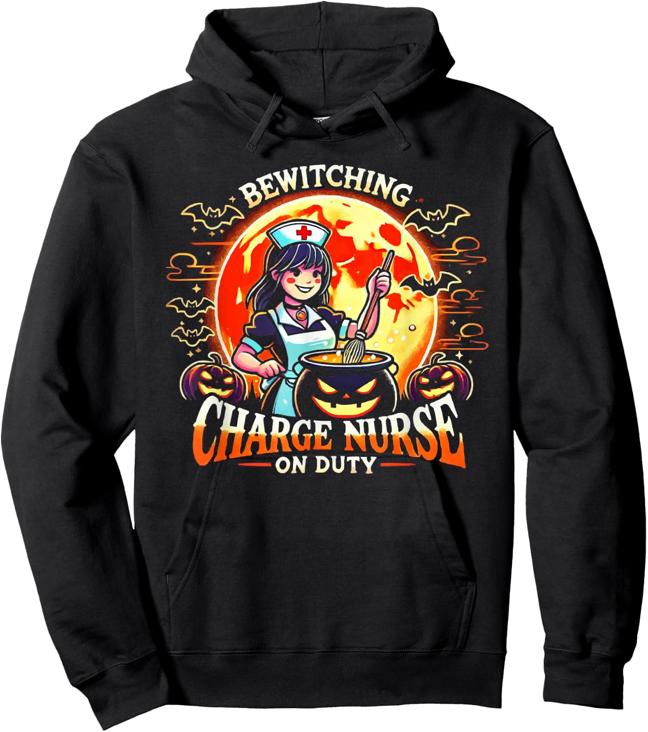 Charge Nurse Halloween Spooky Nursing Trick Or Treat Hoodie - Hoodie | Black