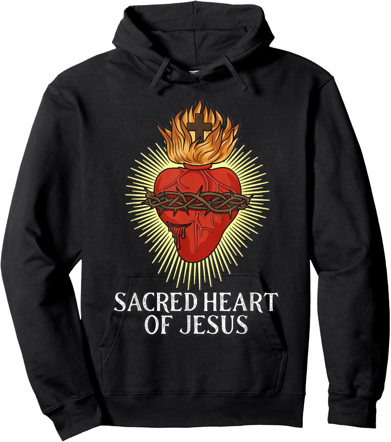 Sacred Heart Of Jesus Traditional Catholic Hoodie - Hoodie | Black