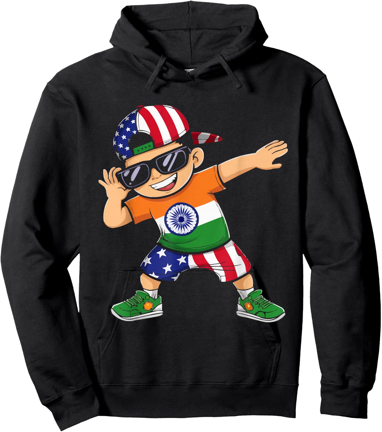 Half Indian Half American USA Flag India America Hoodie - Hoodie | Black