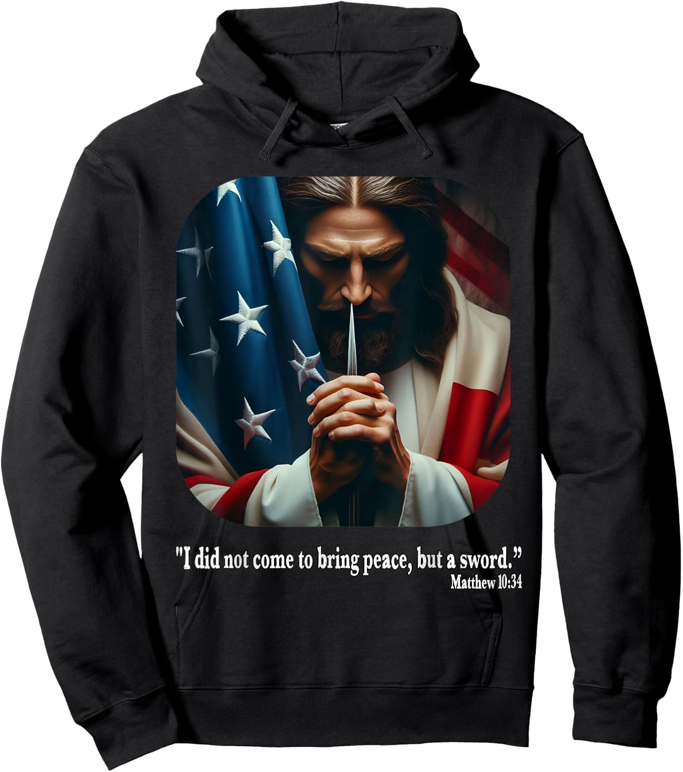 Jesus Fourth of July Bible Quote USA Flag Christian Hoodie - Hoodie | Black
