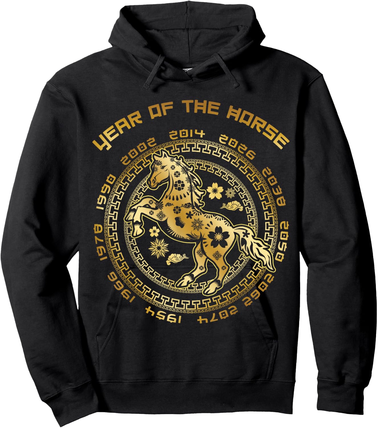 Chinese New Year Of The Horse Chinese Zodiac Year 2026 , Small, Black Hoodie - Hoodie | Black