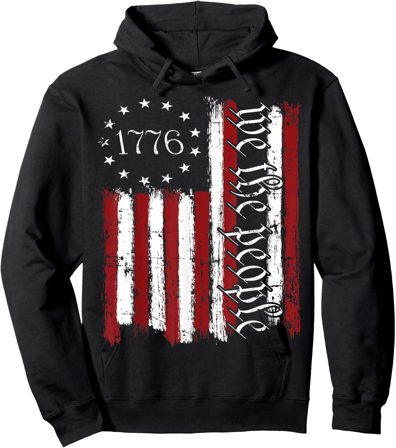 Old American Flag Patriotic 1776 We The People USA Hoodie - Hoodie | Black