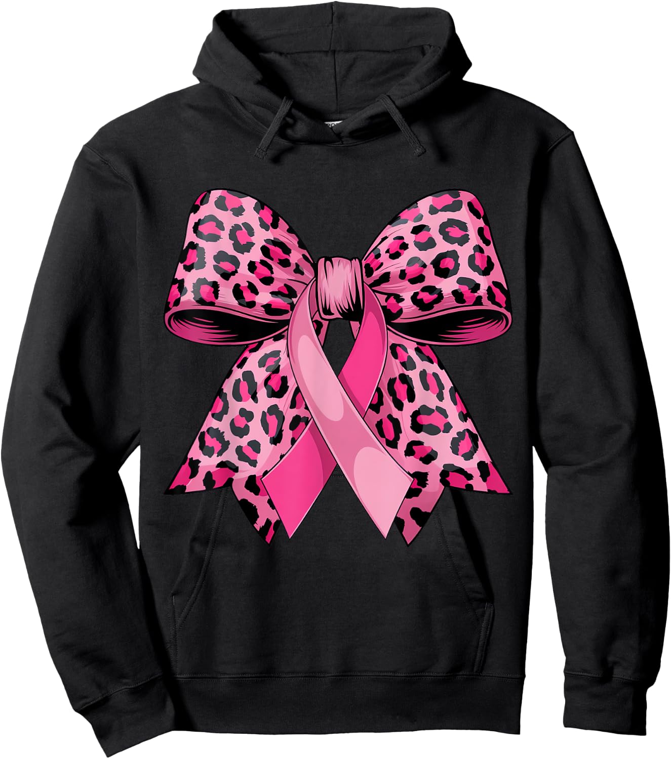 In October We Wear Pink Cheer Bow Breast Cancer Coquette Bow Hoodie - Hoodie | Black