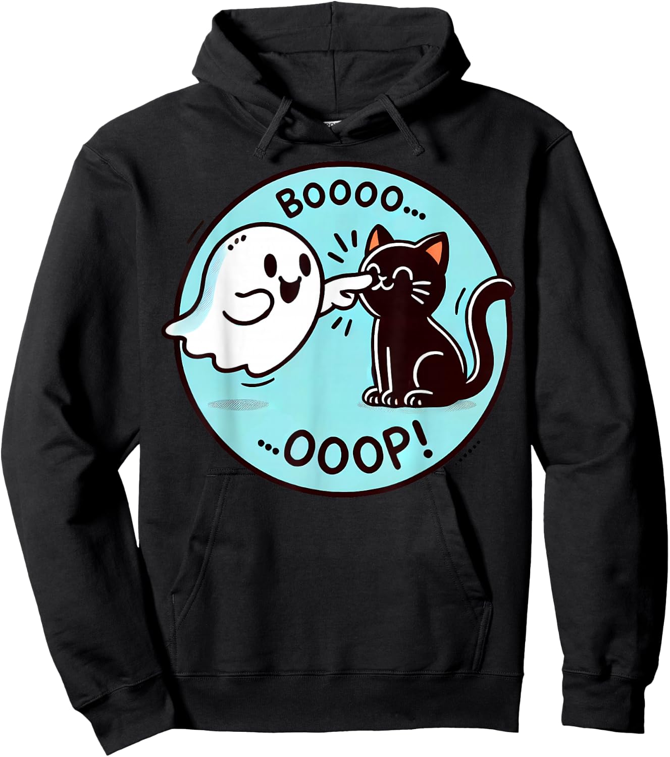 Funny Halloween Ghost Black Cat Boop Easy Lazy Costume Hoodie - Hoodie | Black