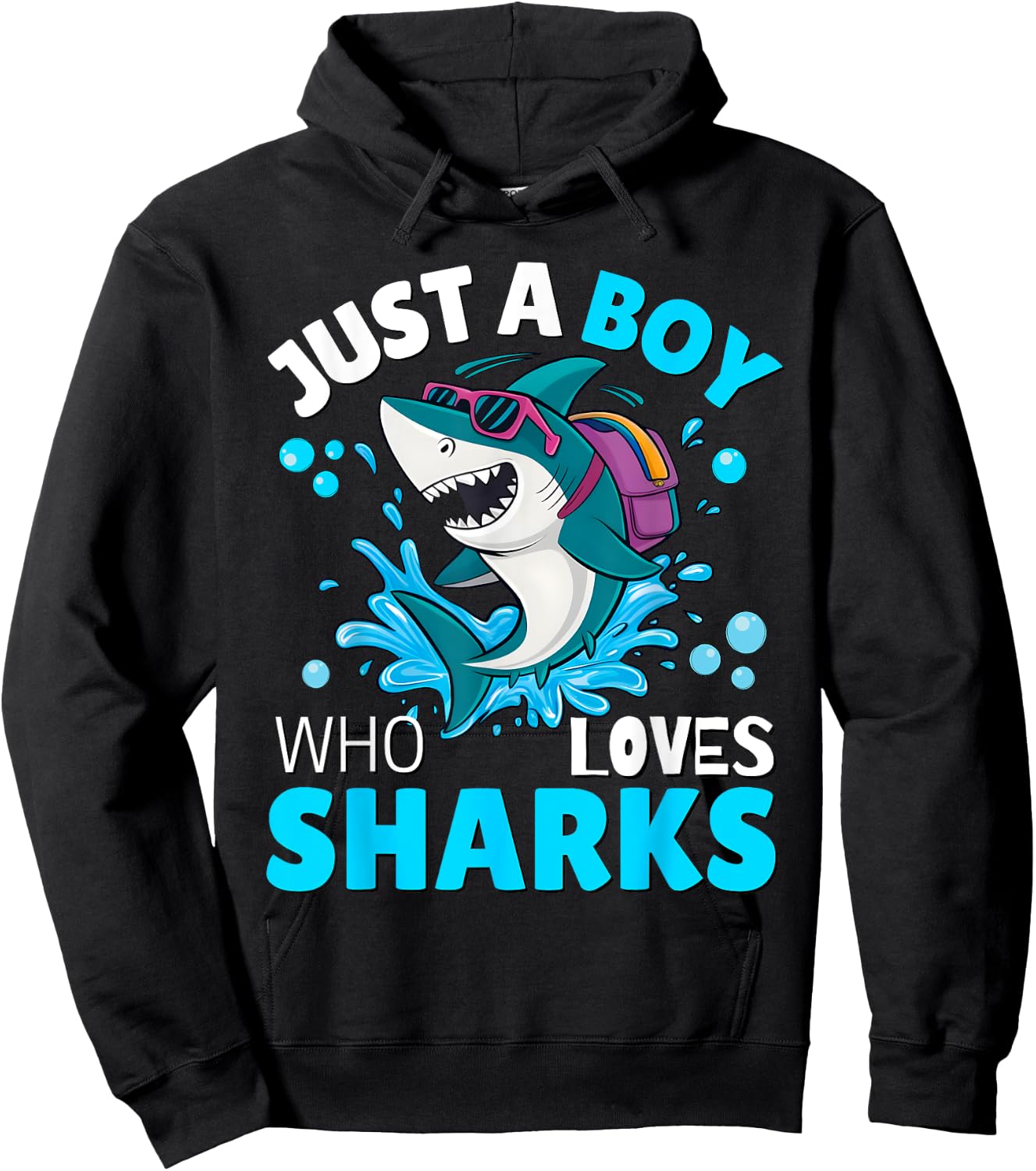 Kids Shark Lover Just A Boy Who Loves Sharks Aquarium Day Hoodie - Hoodie | Black