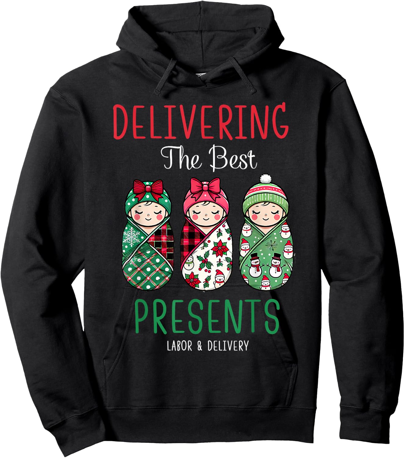 Christmas Labor And Delivery Nurse Mother Baby Nurse Xmas Hoodie - Hoodie | Black