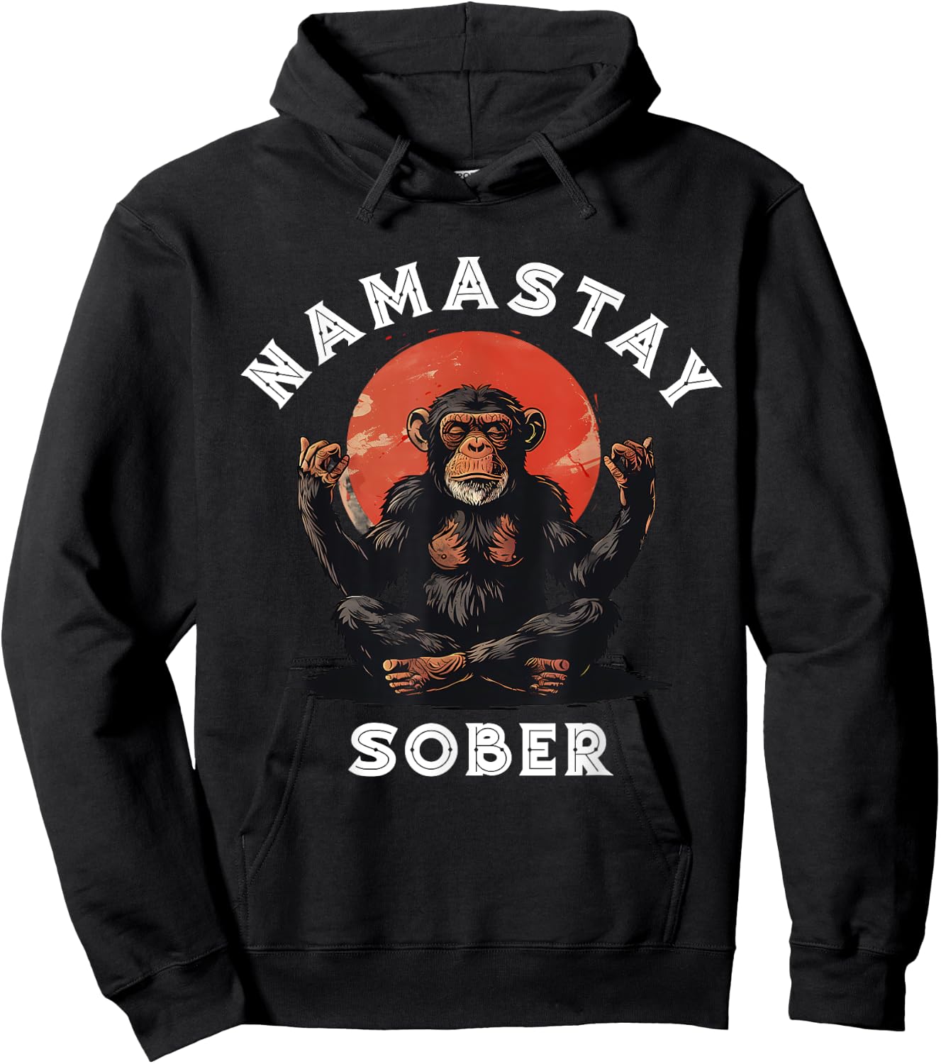 Monkey Namastay Sober NA AA Alcoholics Anonymous Mediation Hoodie - Hoodie | Black
