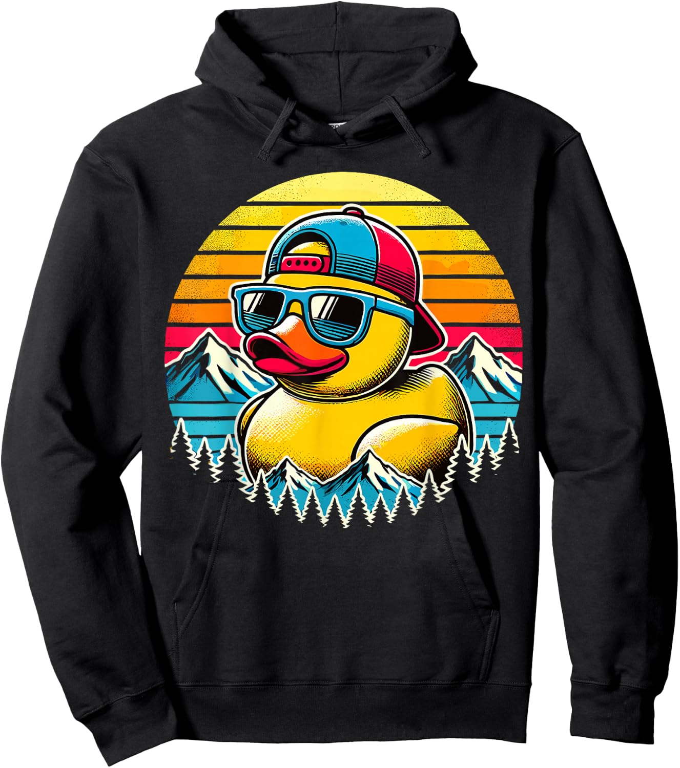 Vintage Duck with Sunglasse Hoodie - Hoodie | Black
