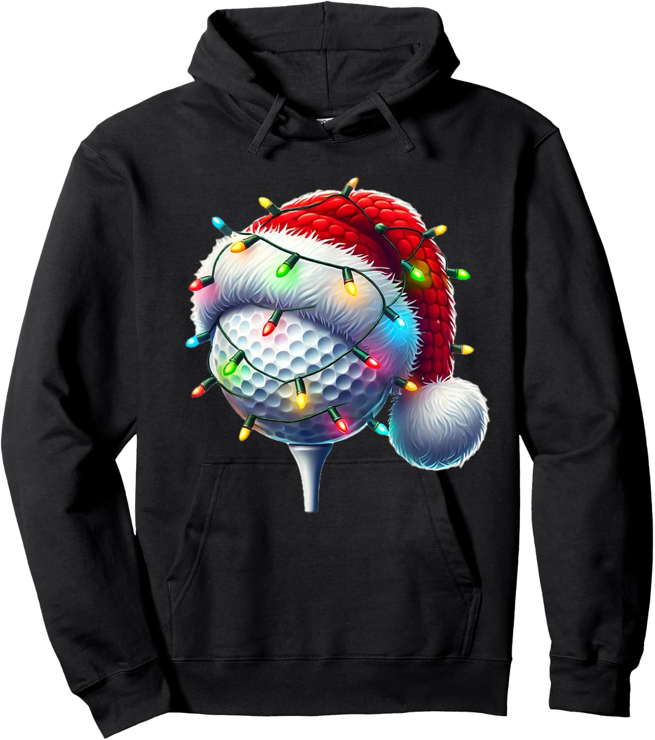 Golf Ball Santa Hat Xmas Golfing Golfer Christmas Boys Men Hoodie - Hoodie | Black