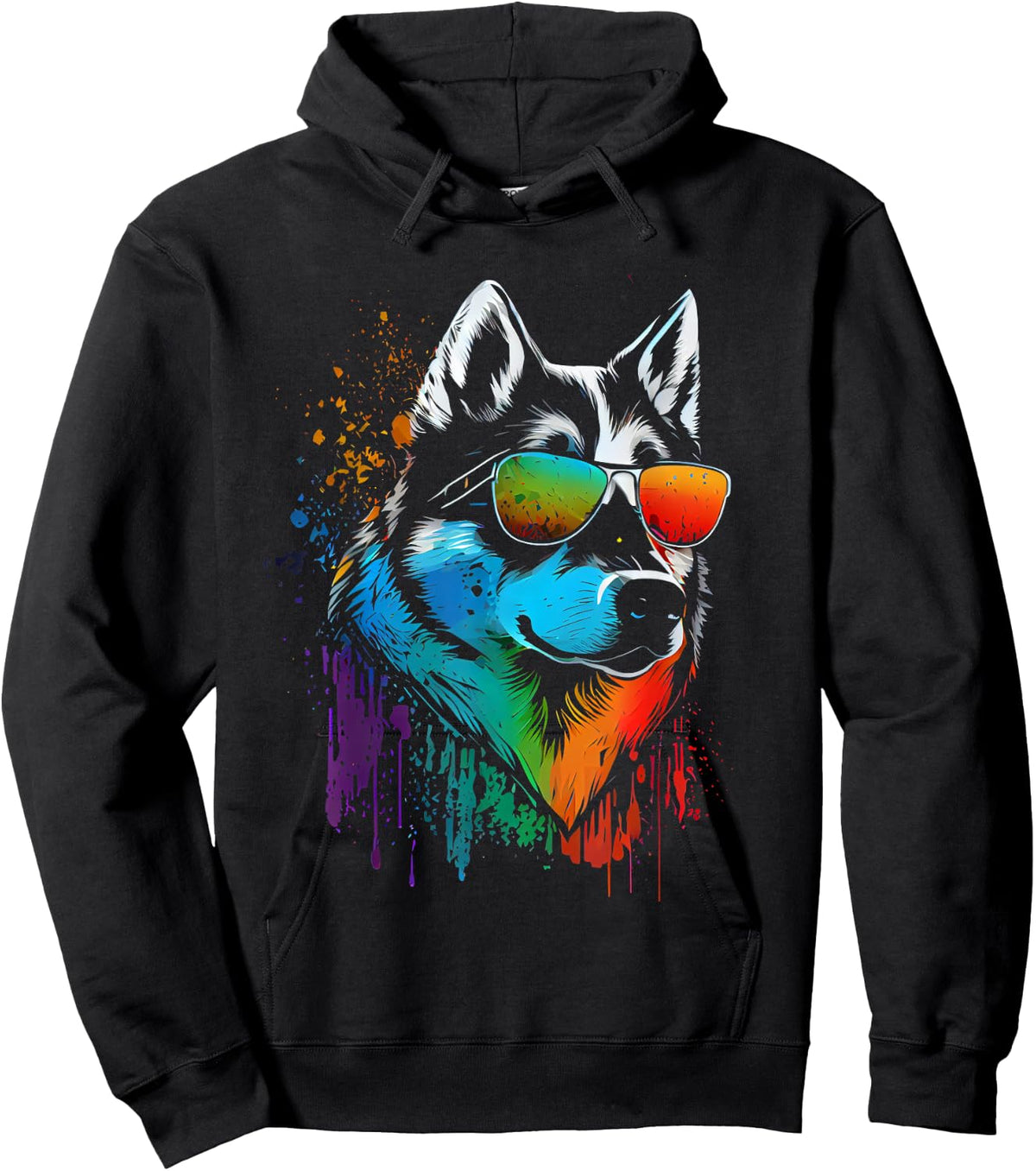 Husky walking sunglasses pet dogs owner Hoodie - Hoodie | Black