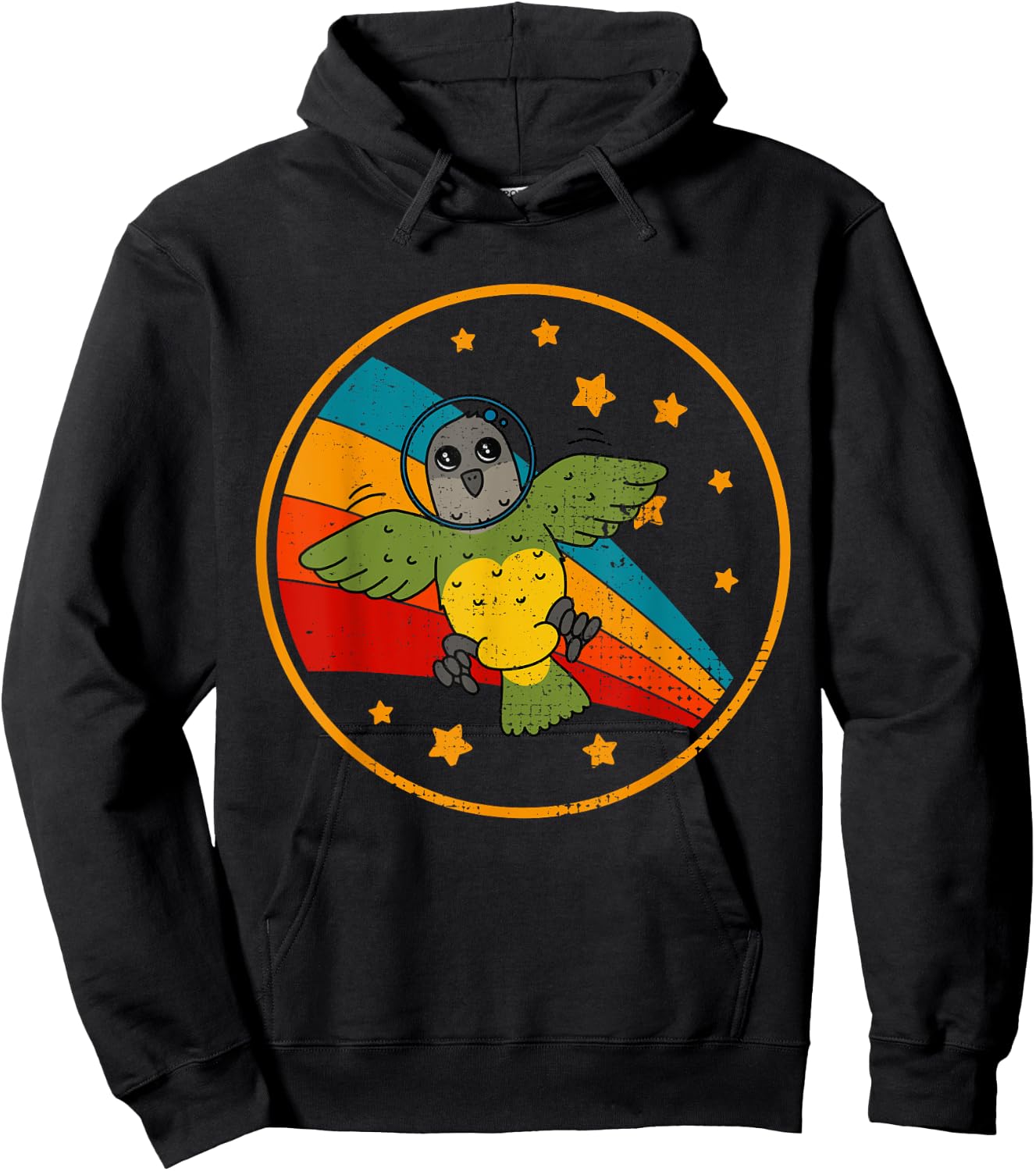Cute Vintage Senegal Parrot Retro White Parrot In Space Hoodie - Hoodie | Black